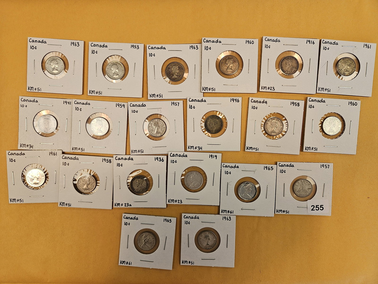 Twenty mixed Canada silver 10 cent coins (1 of 7)