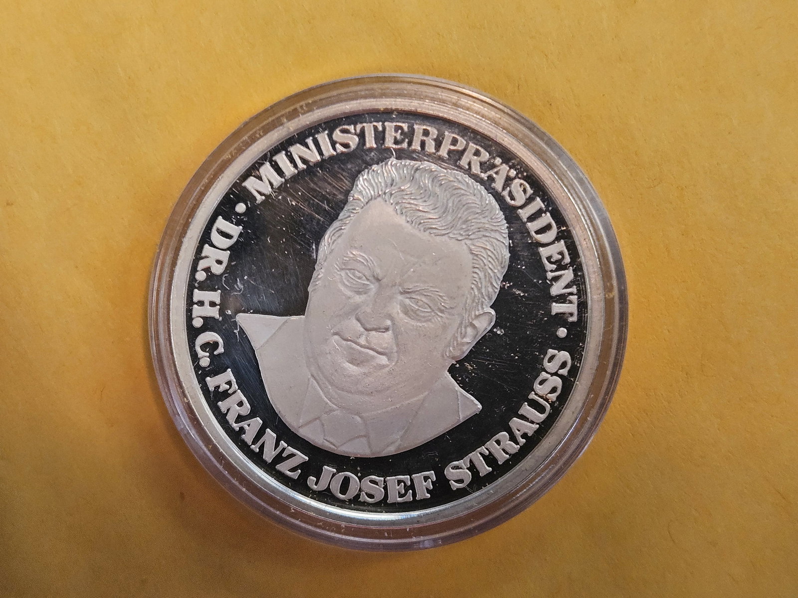 DR H.G. Franz Josef Strauss Proof Deep Cameo Silver Medal (1 of 5)