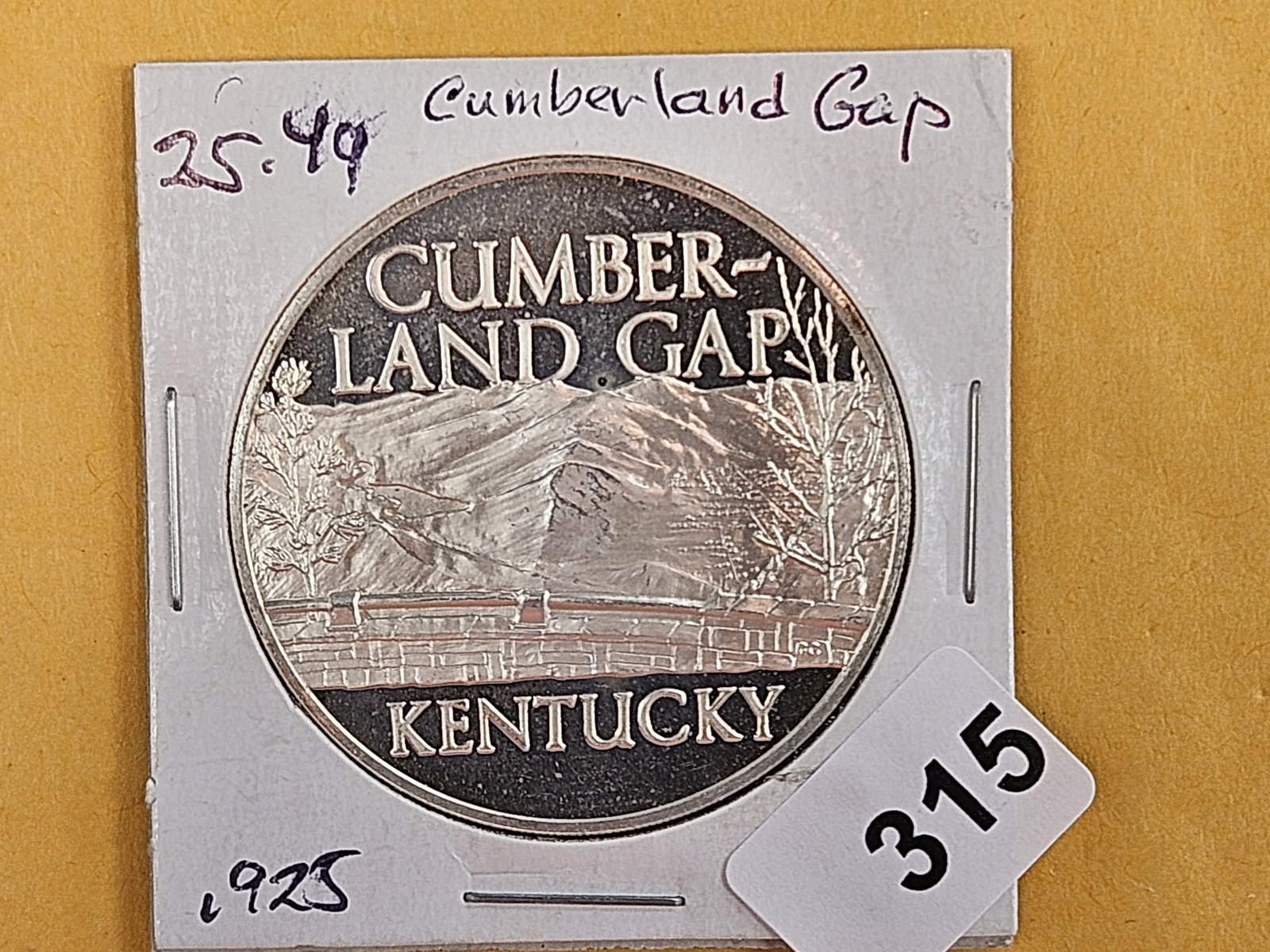 GEM Proof Deep Cameo Sterling Silver Art Round: Cumberland Gap Kentucky 