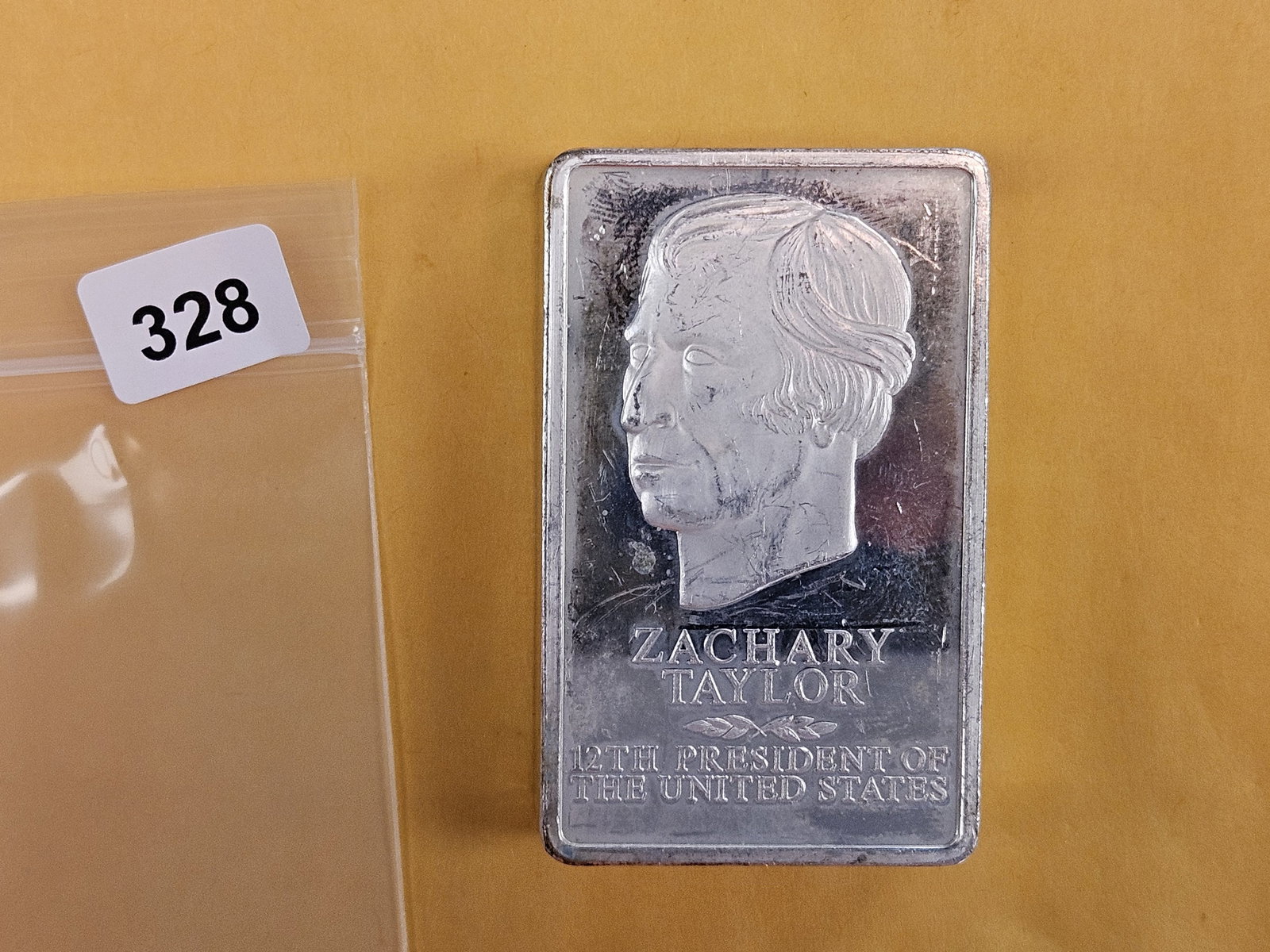 LARGE 5000 Grain Sterling Silver Proof Art Bar: Zachary Taylor 
