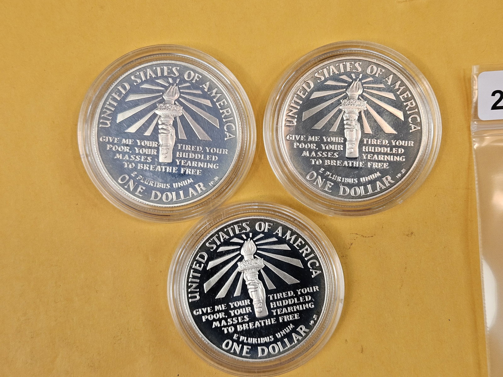 Three 1986 Commemorative Proof Silver Dollars - 2