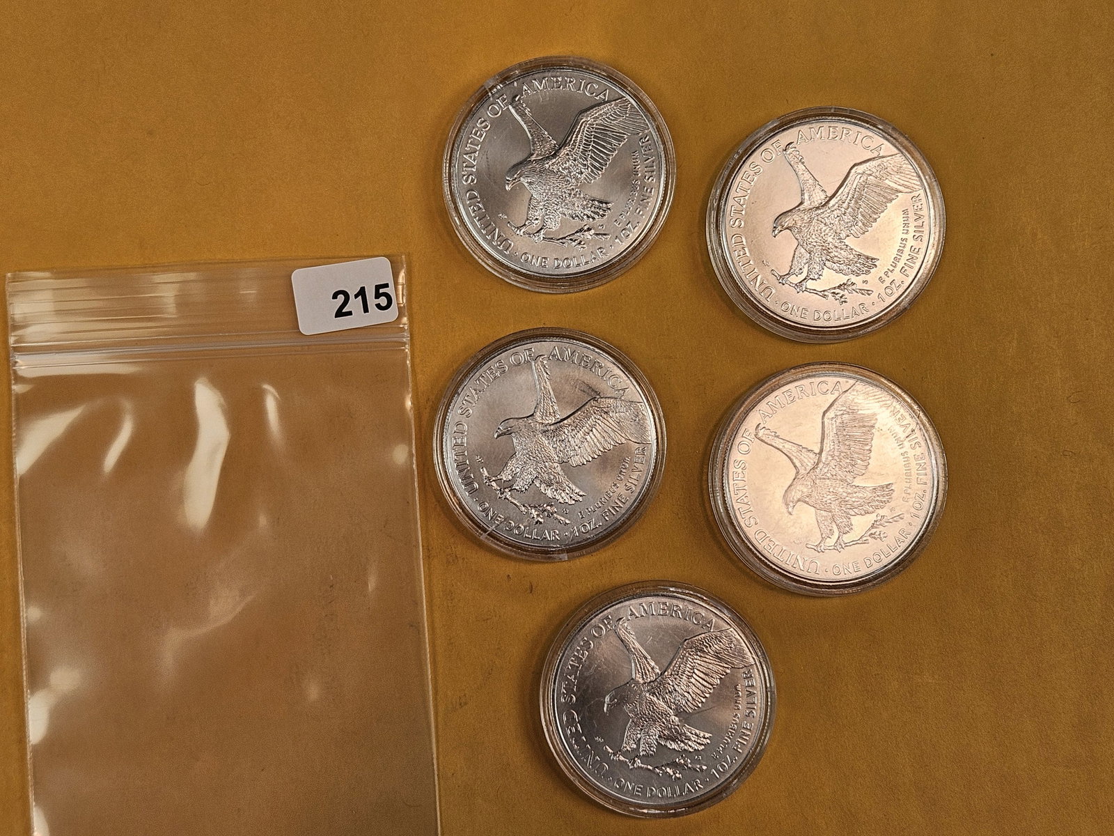 Five GEM Brilliant Uncirculated American Silver Eagles - 3