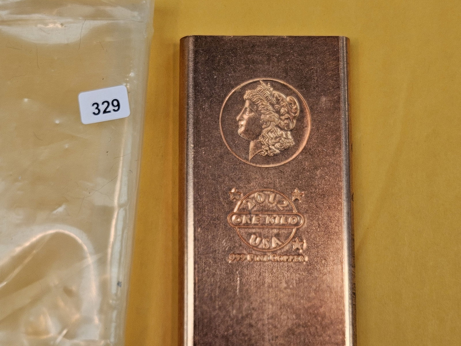 ONE KILO .999 fine Copper Bar: Morgan Motif