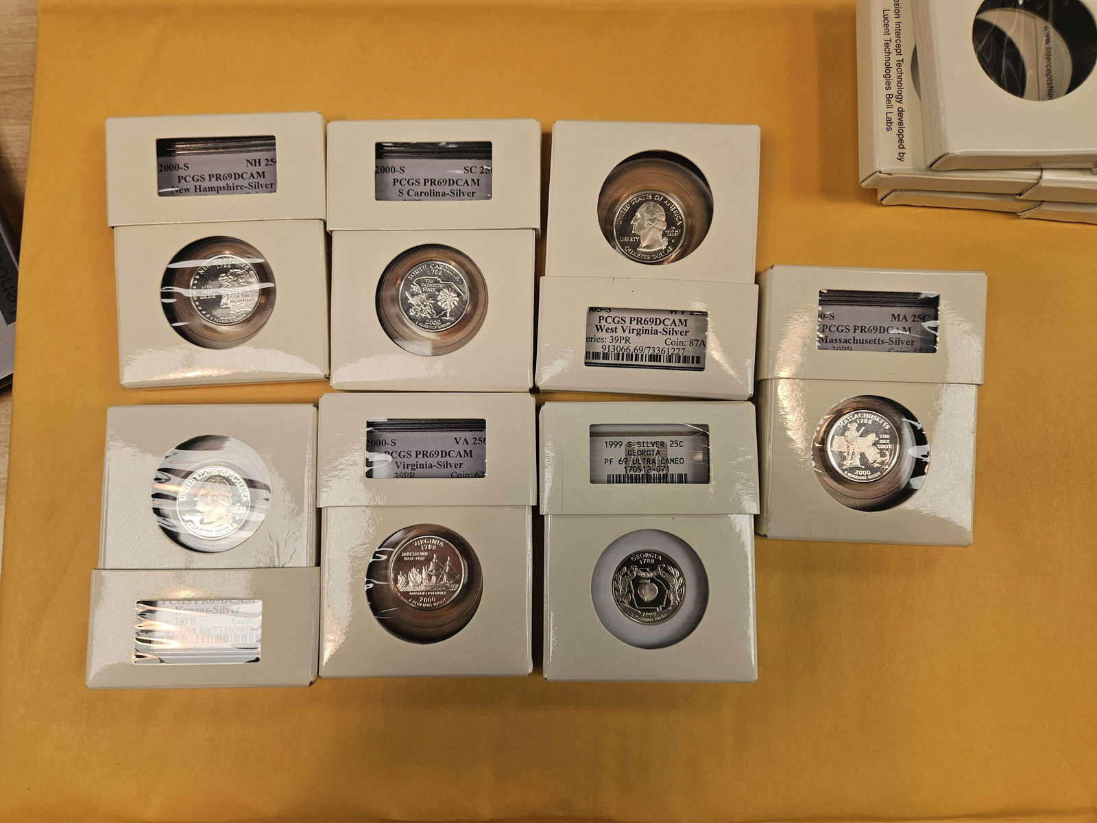 Seven mixed SILVER, GEM Proof Washington Quarters - 3