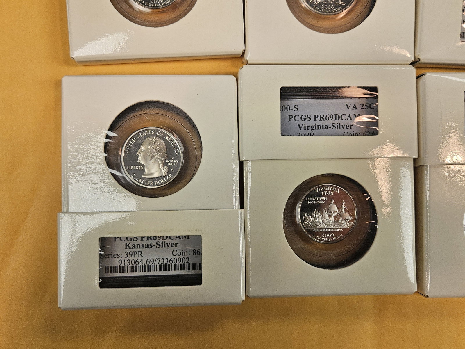 Seven mixed SILVER, GEM Proof Washington Quarters - 6