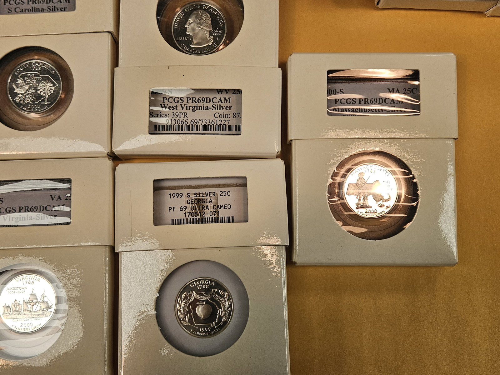 Seven mixed SILVER, GEM Proof Washington Quarters - 7
