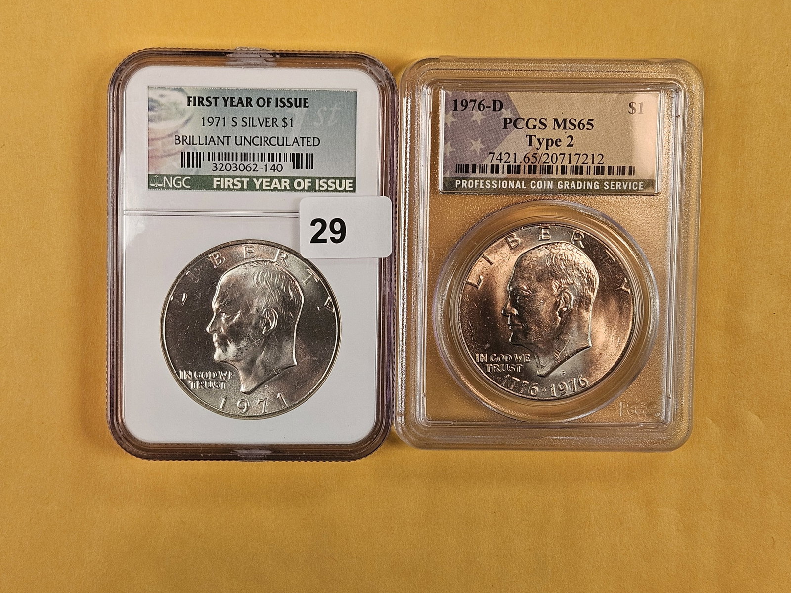 NGC and PCGS-graded Eisenhower Dollars: 1971-S SILVER and 1976-D Type 2
