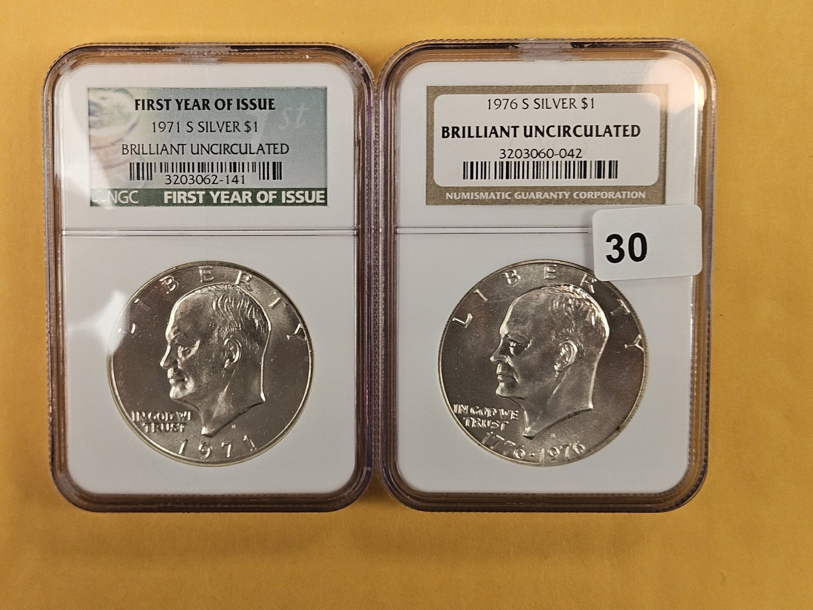 Two NGC-Graded, SILVER, Eisenhower Dollars: Both Brilliant Uncirculated