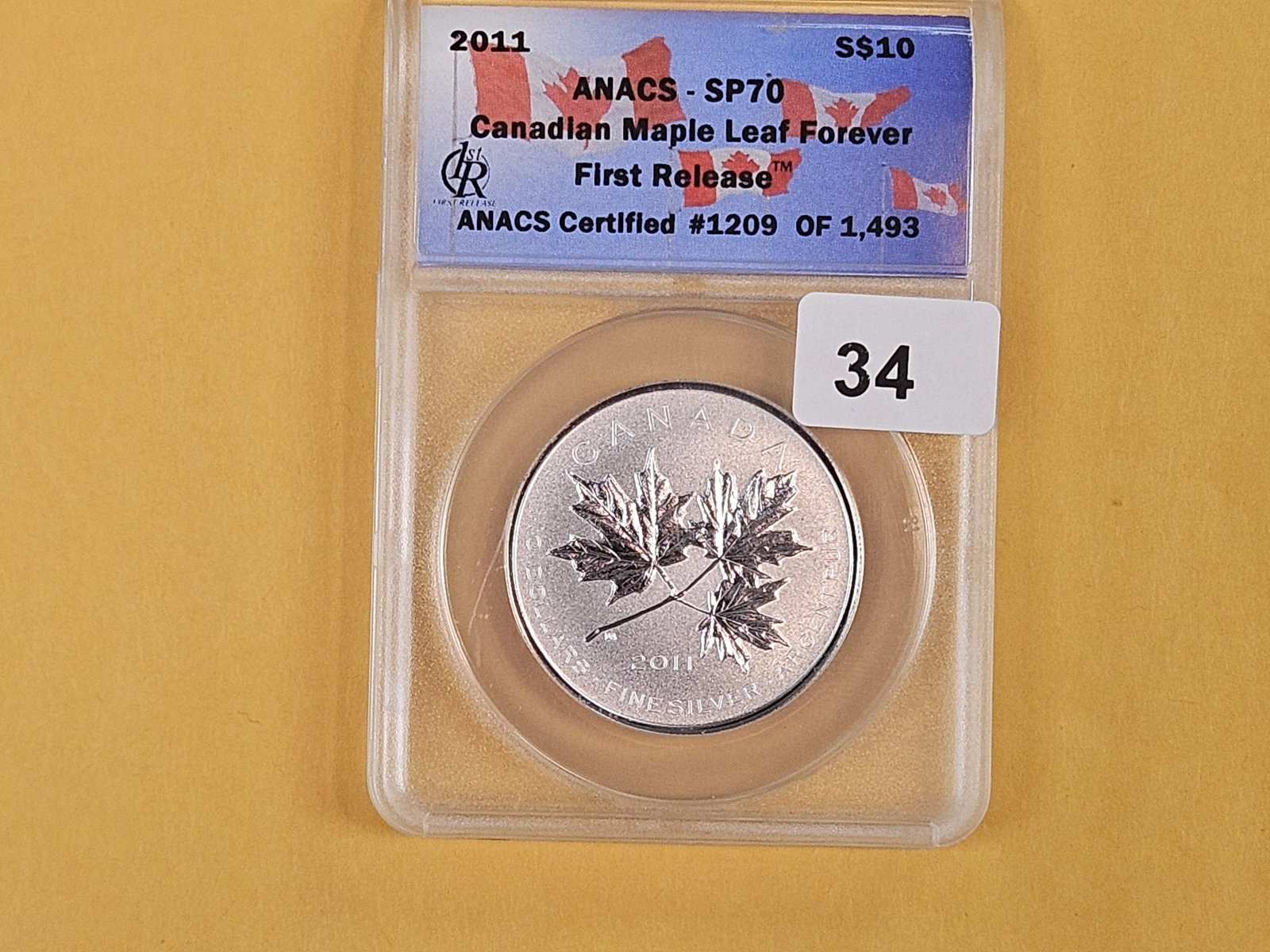 PERFECT! ANACS 2011 Canada silver Ten Dollars in Specimen 70 - 2