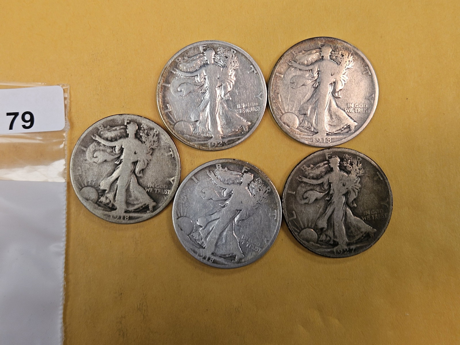 Five earlier, better date Walking Liberty silver Half Dollars (1 of 3)