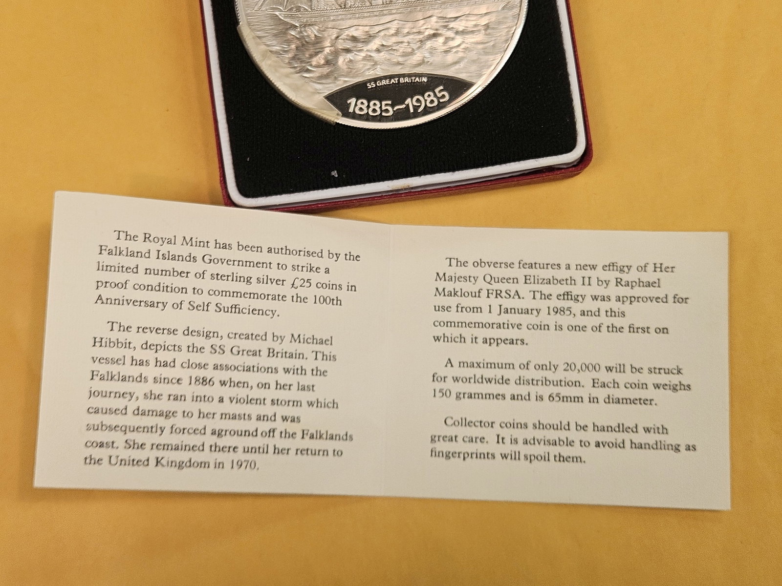 GEM Proof Deep Cameo 1985 Falkland Islands SILVER 25 pounds - 5