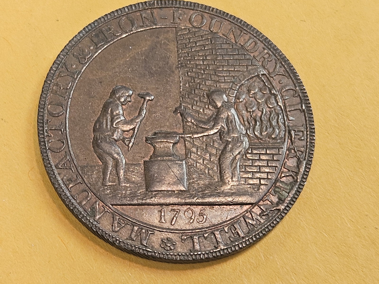 CONDER! 1795 halfpenny copper Conder token in About Uncirculated to Uncirculated - 3