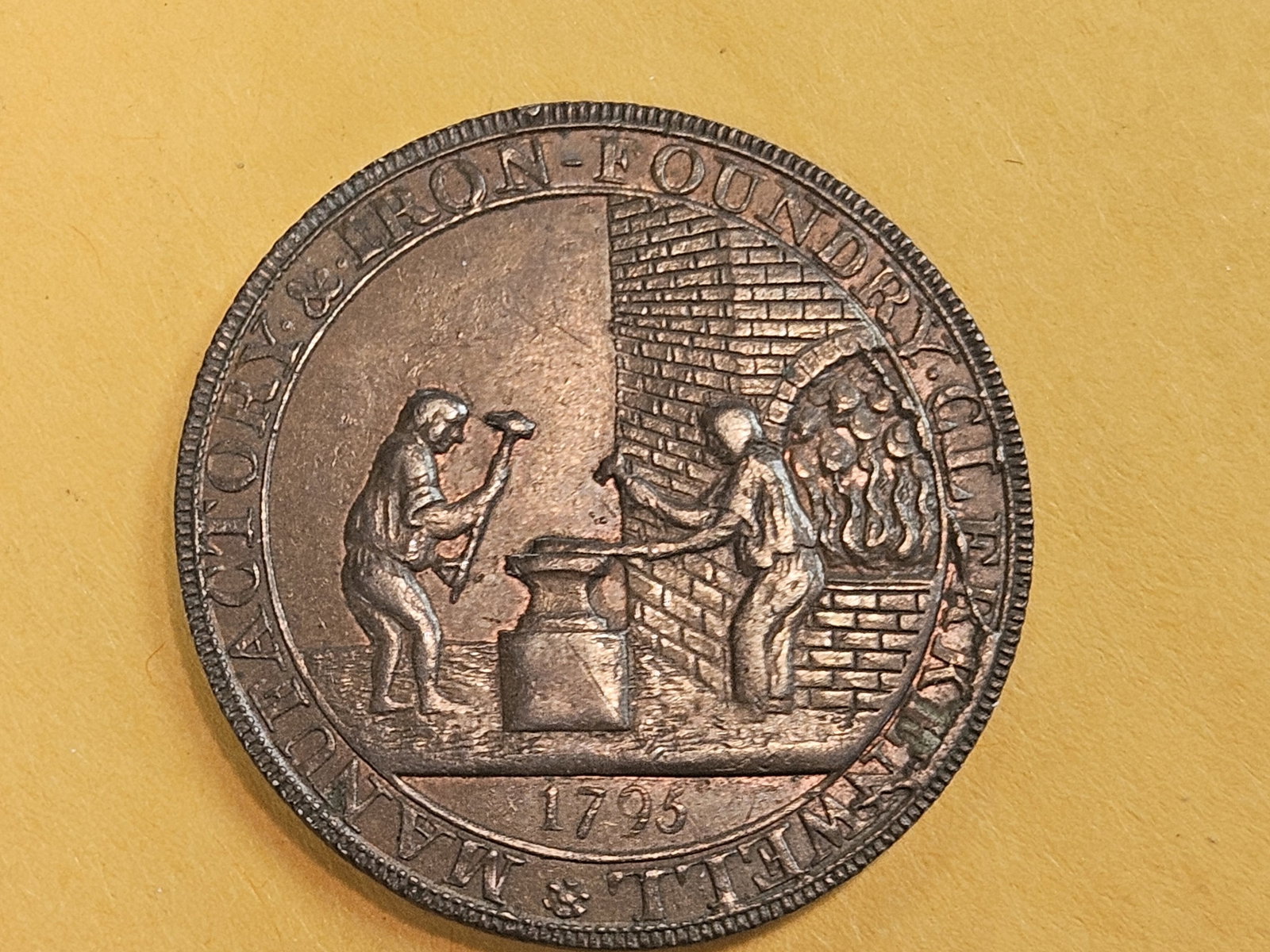CONDER! 1795 halfpenny copper Conder token in About Uncirculated to Uncirculated - 5