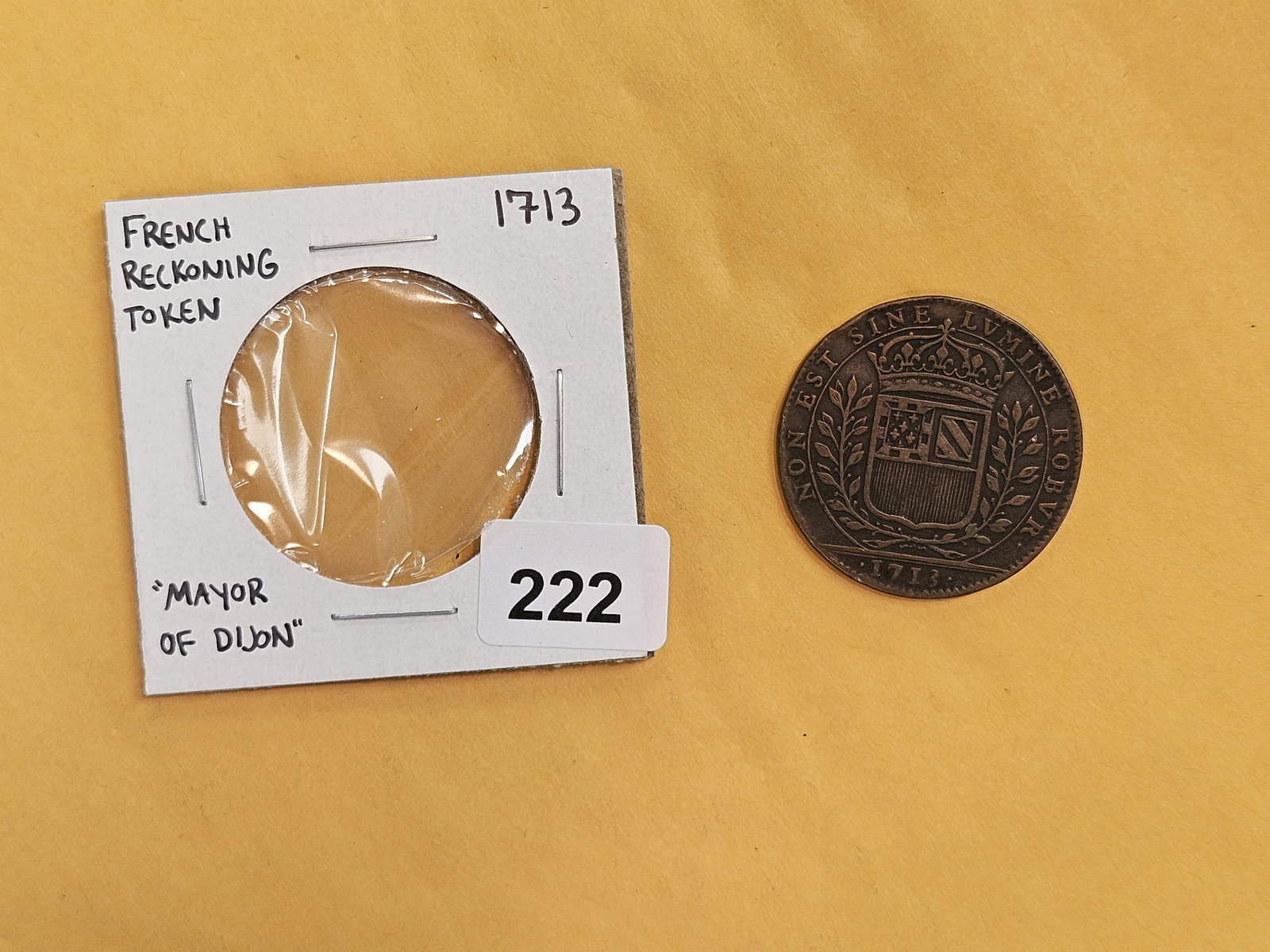 1713 French Reckoning Token Mayor of Dijon - 2