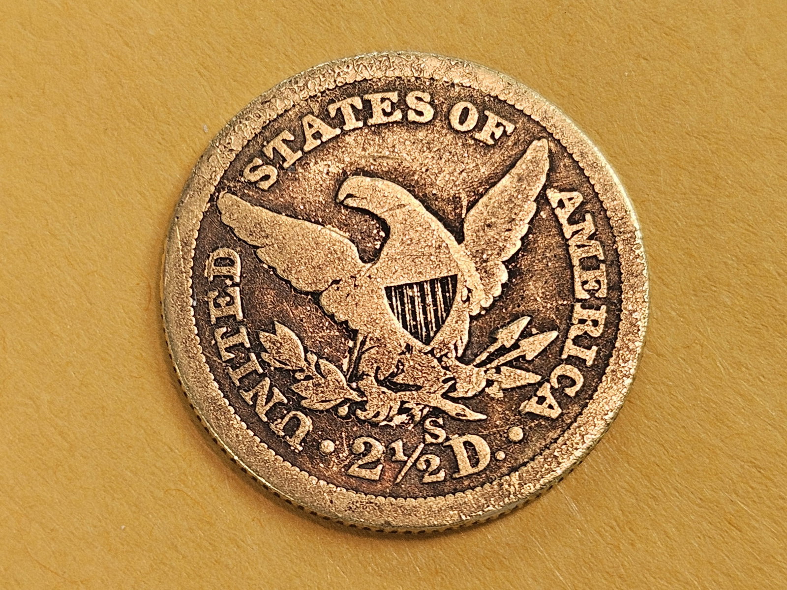 GOLD! 1856-S Gold $2.5 Dollar Liberty Head Quarter Eagle - 4