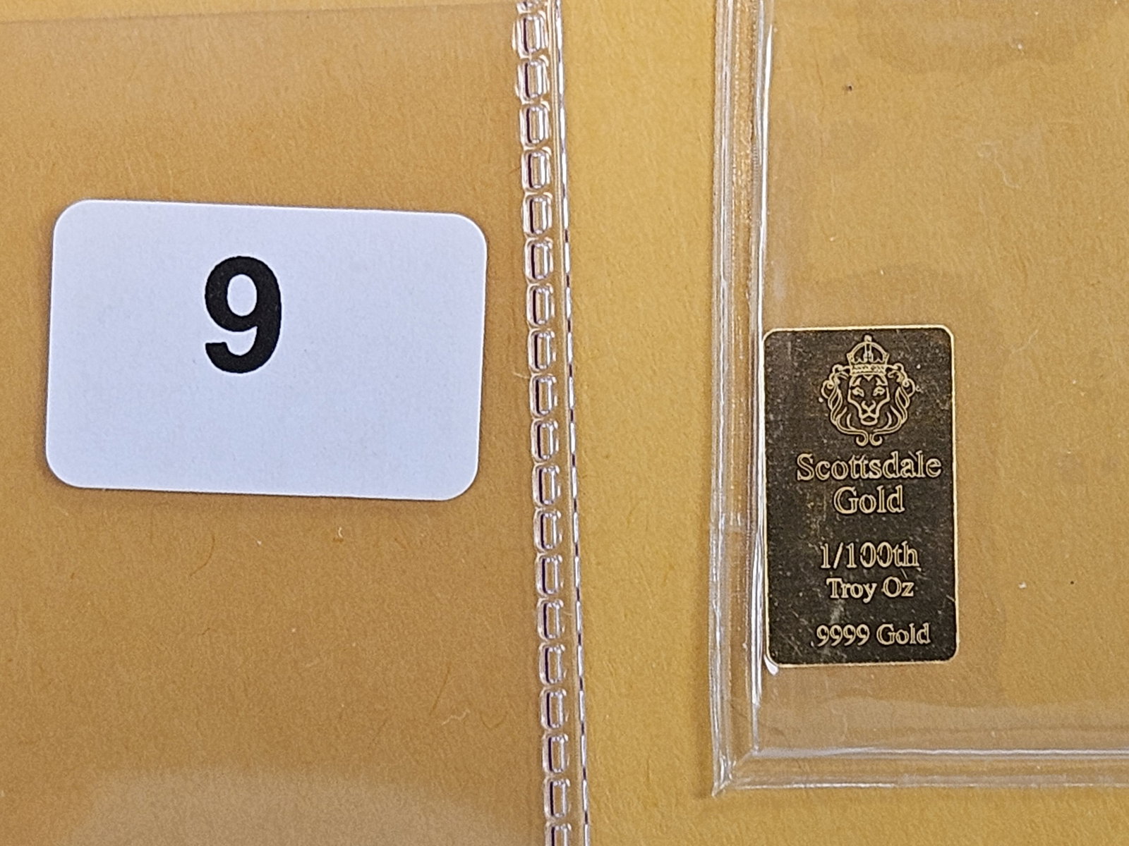 GOLD! Scottsdale mint .9999 fine gold bar: Weighs 1/100th Troy ounce