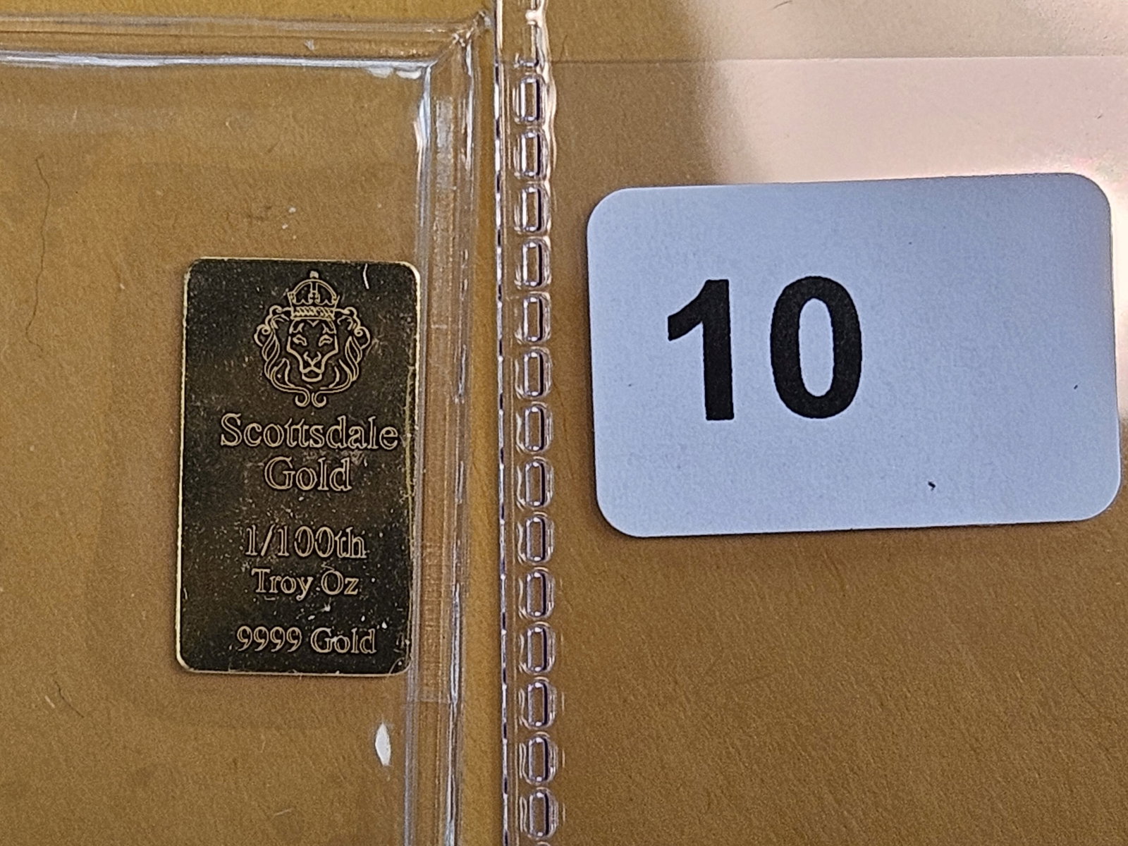 GOLD! Scottsdale mint .9999 fine gold bar: Weighs 1/100th Troy ounce