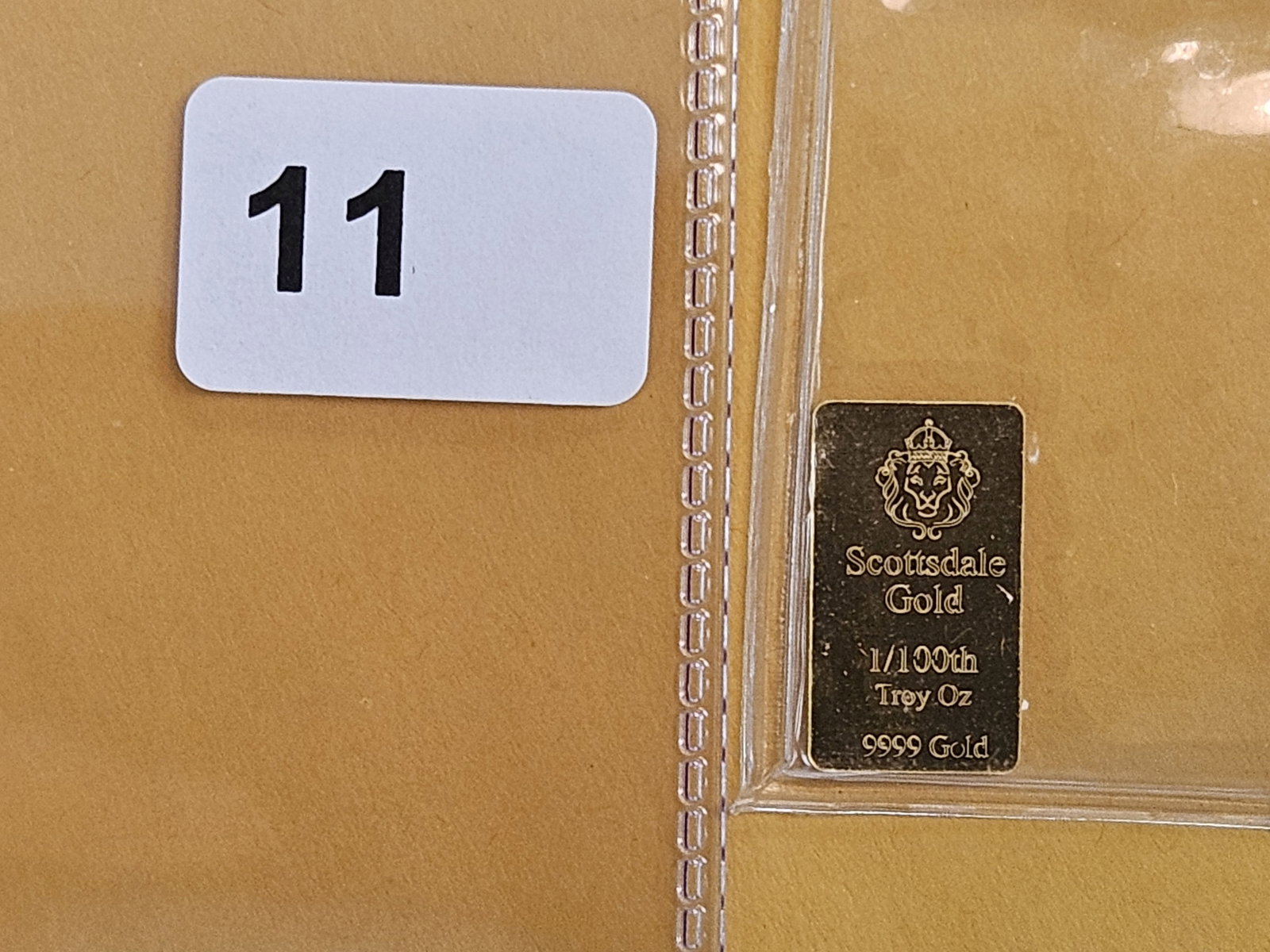 GOLD! Scottsdale mint .9999 fine gold bar: Weighs 1/100th Troy ounce
