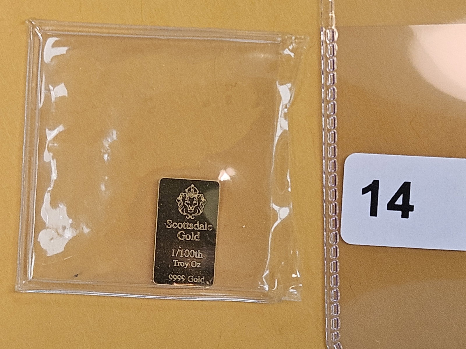 GOLD! Scottsdale mint .9999 fine gold bar: Weighs 1/100th Troy ounce
