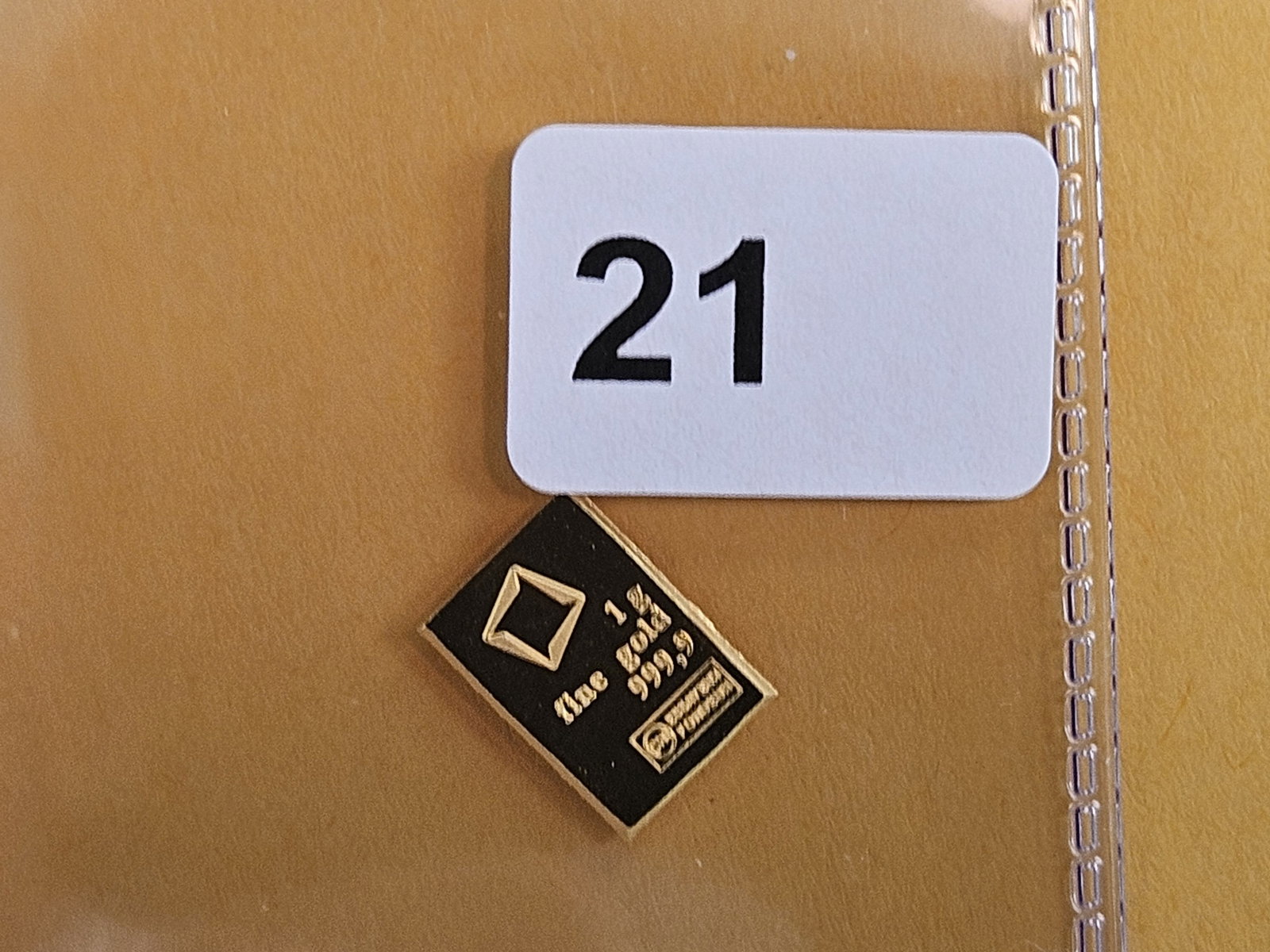 GOLD! Valcambi Suisse One Gram .9999 fine gold bar: From an original Combi-bar