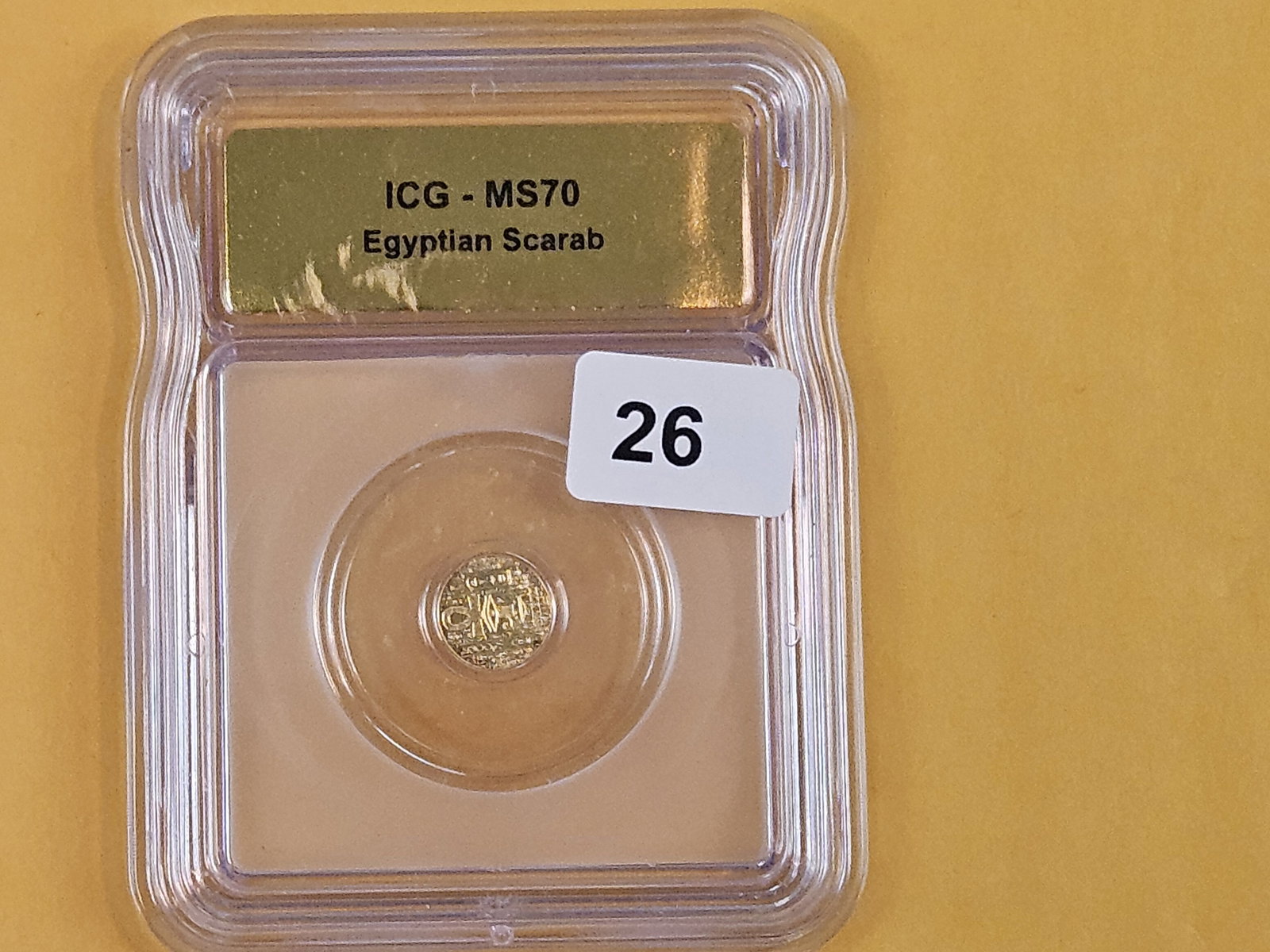 PERFECT! GOLD ICG Egyptian Scarab in Mint State 70: Perfect Grade! No date. 1/200th troy ounce of gold