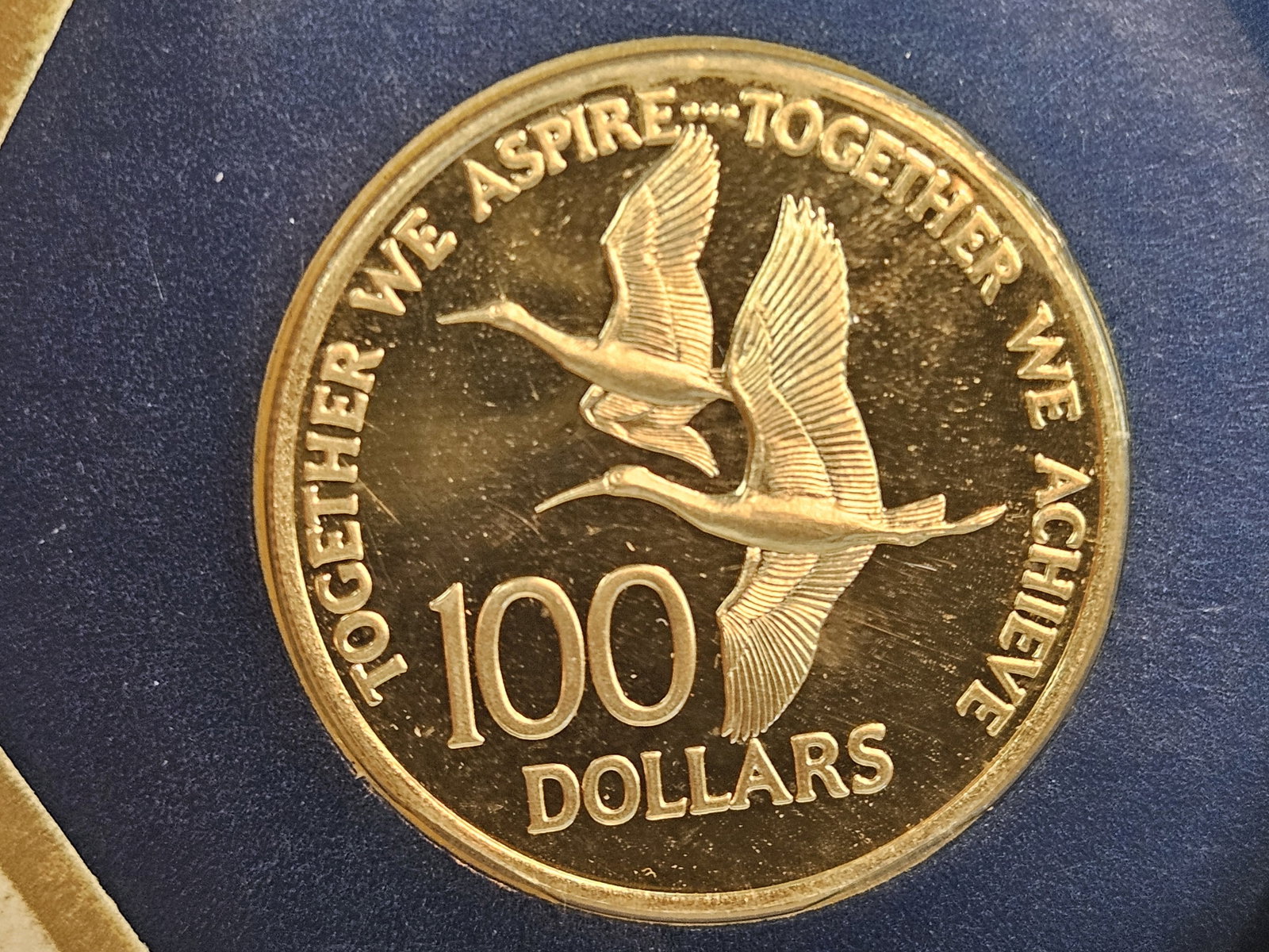 GOLD! 1976 GEM Proof Deep Cameo GOLD Republic of Trinidad and Tobago One Hundred Dollars - 2