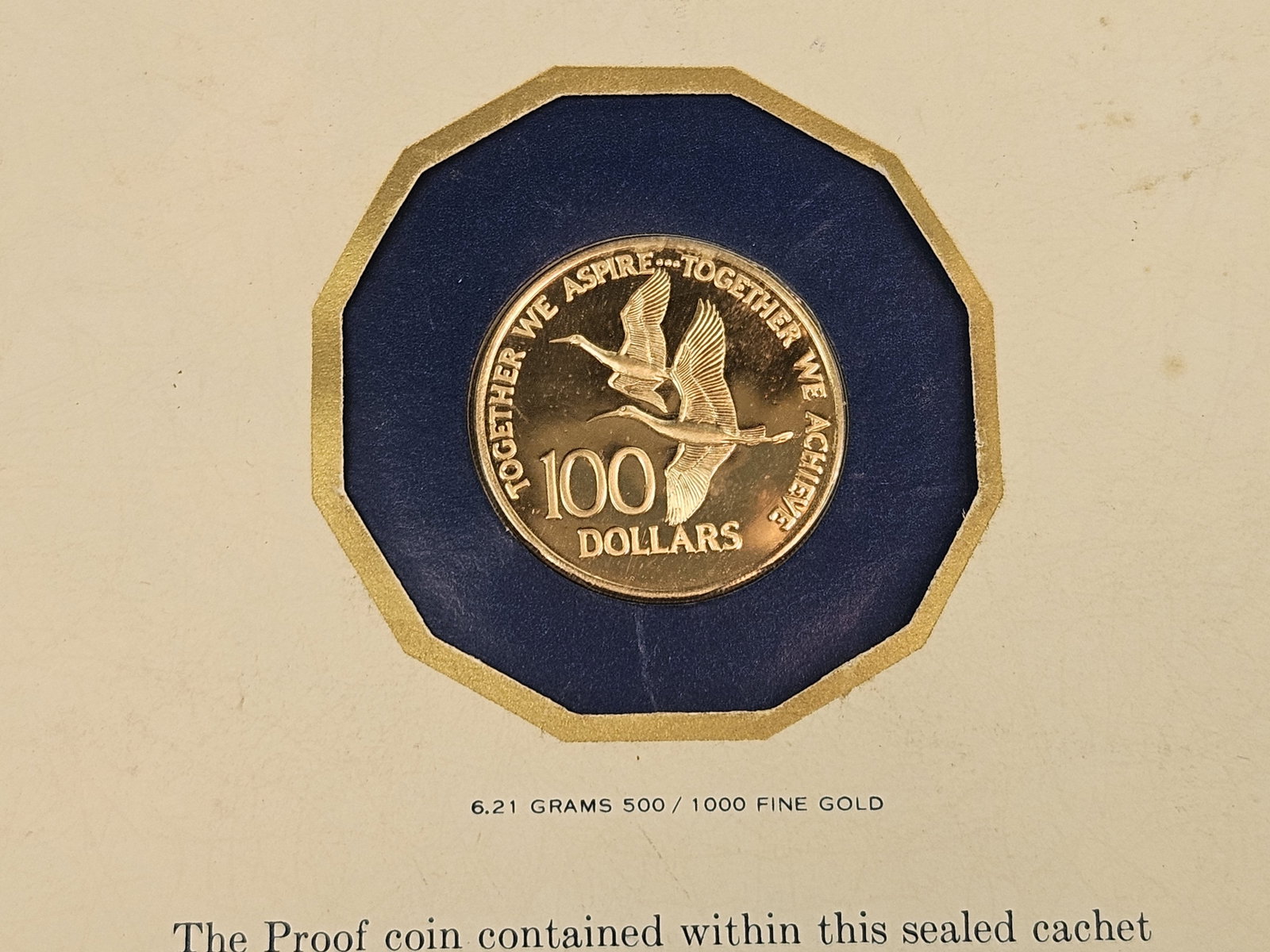 GOLD! 1976 GEM Proof Deep Cameo GOLD Republic of Trinidad and Tobago One Hundred Dollars - 3