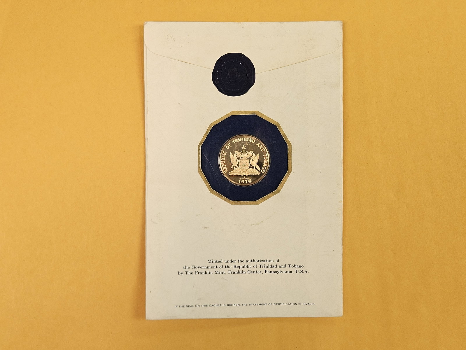 GOLD! 1976 GEM Proof Deep Cameo GOLD Republic of Trinidad and Tobago One Hundred Dollars - 4