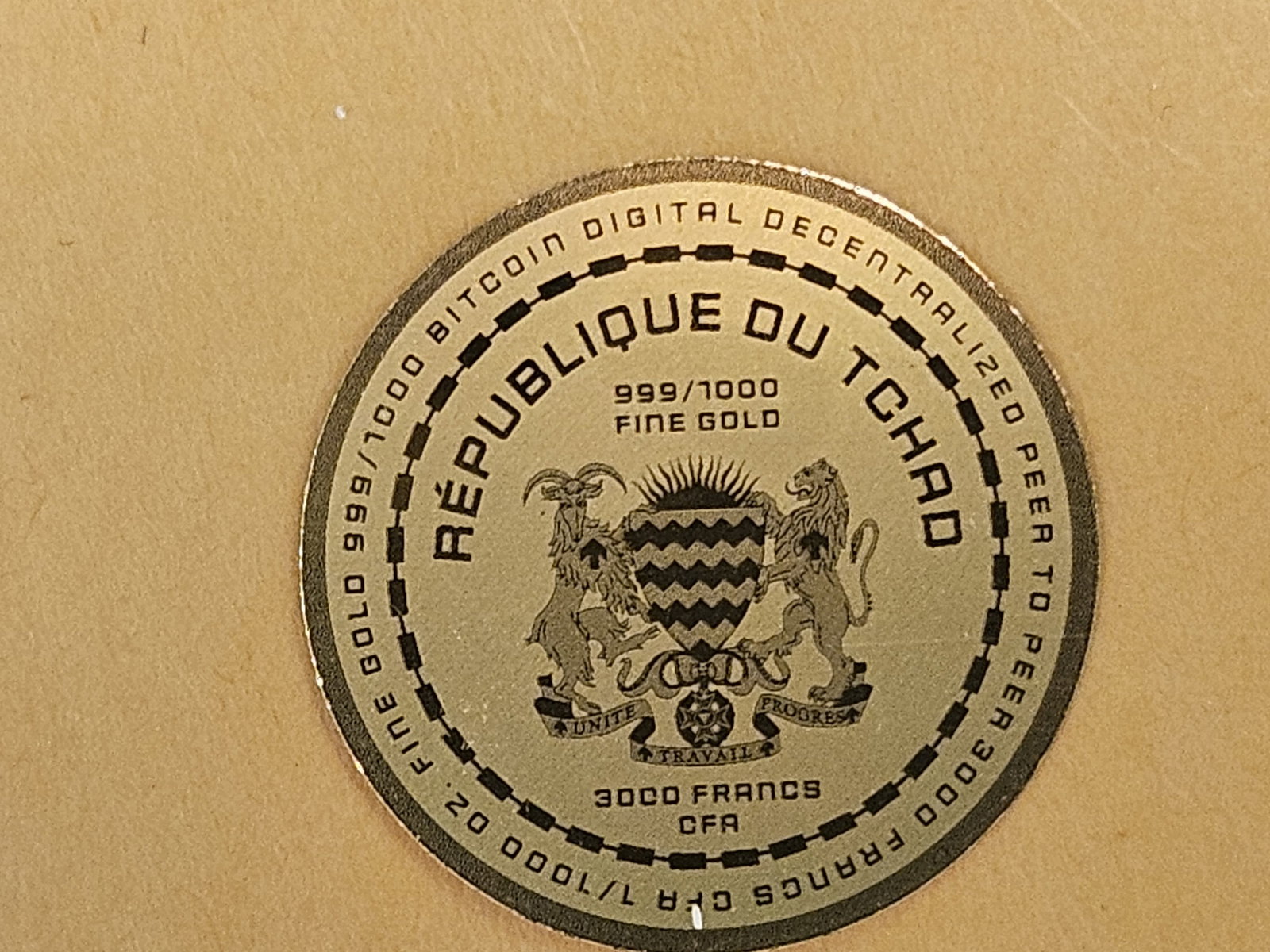 GOLD! GEM Republique du Tchad GOLD 3000 Francs: BITCOIN!