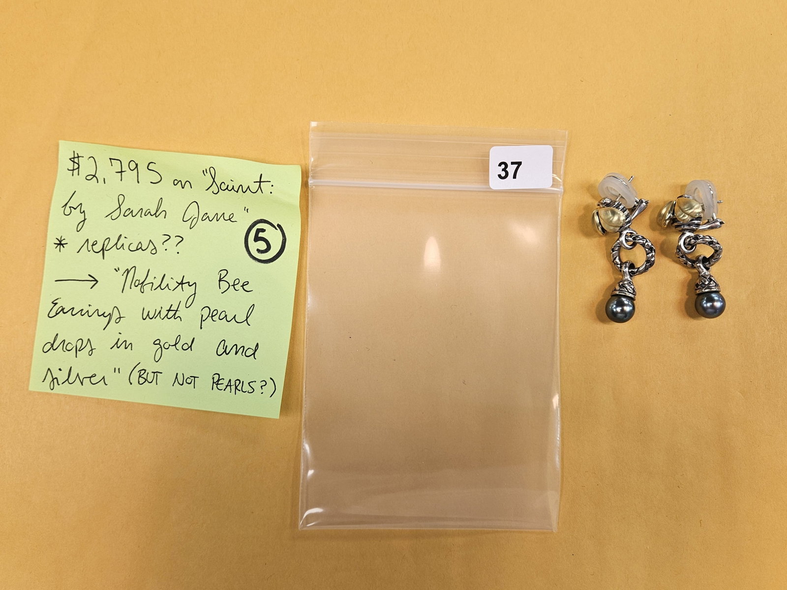 GOLD JEWELRY! Two Sarah Jane 18 Karat Gold Earrings: From the Nobility Bee Collection. Sarah Jane. Selling for $2795 on Saint