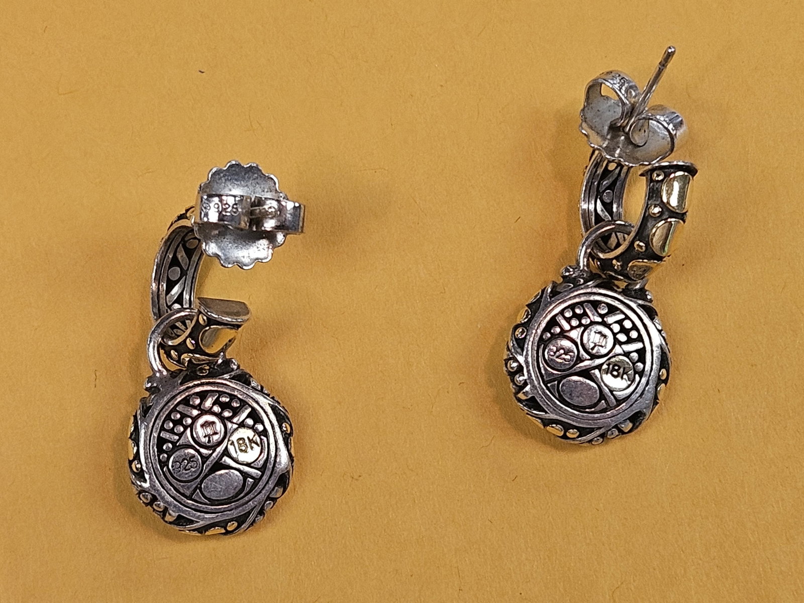 GOLD JEWELRY! Two more 18 karat gold and Sterling silver earrings - 4