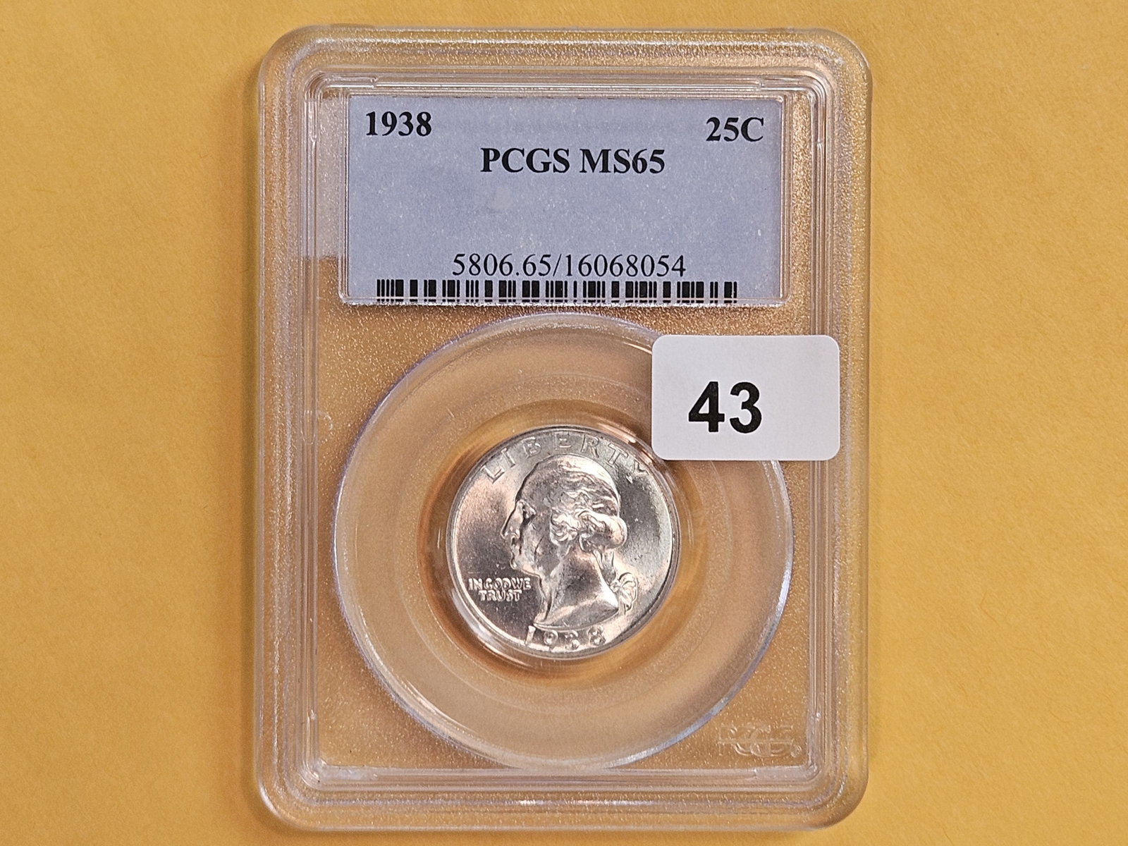 GEM! PCGS 1938 Washington Quarter in Mint State 65 - 2