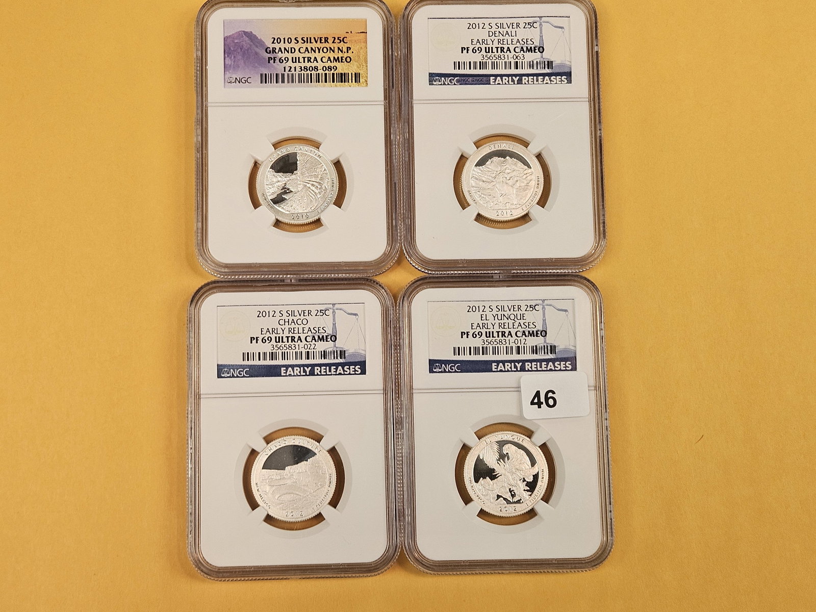 Four GEM, NGC-graded, Silver Washington Quarters - 2