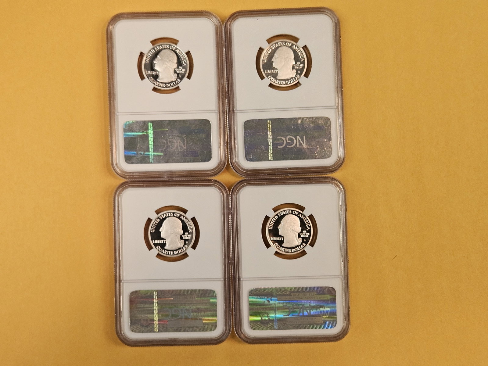 Four GEM, NGC-graded, Silver Washington Quarters - 3