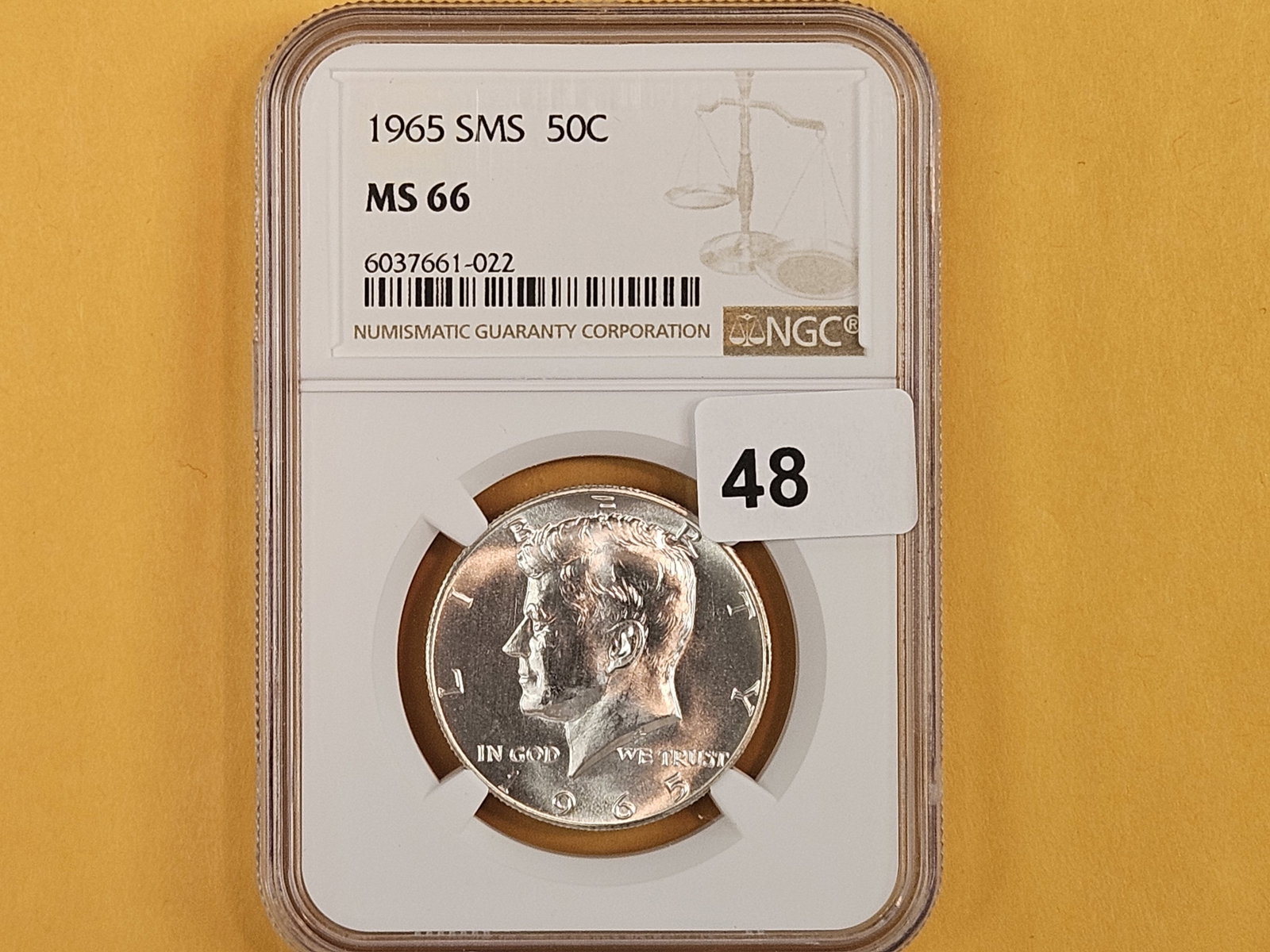 GEM! NGC 1965 SMS silver Kennedy half Dollar in Mint State 66 - 2