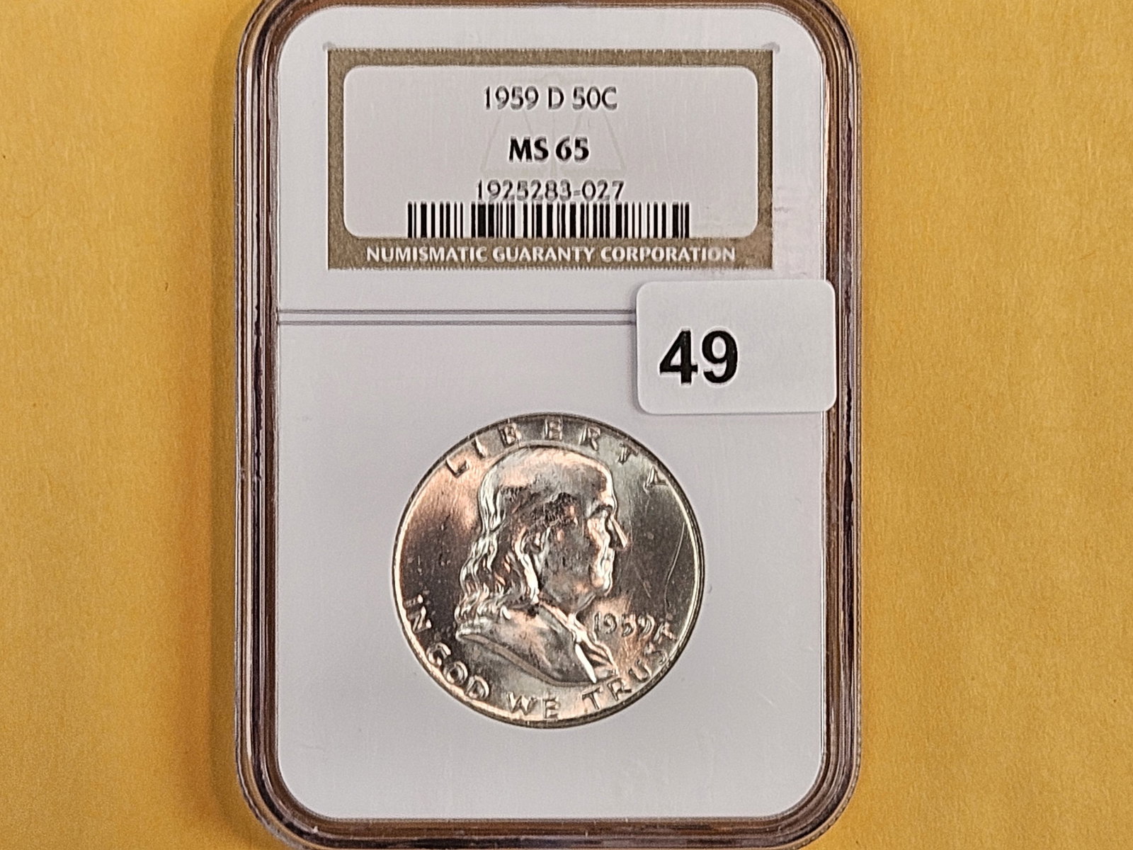 GEM! NGC 1959-D Franklin silver Half Dollar in Mint State 65 - 2