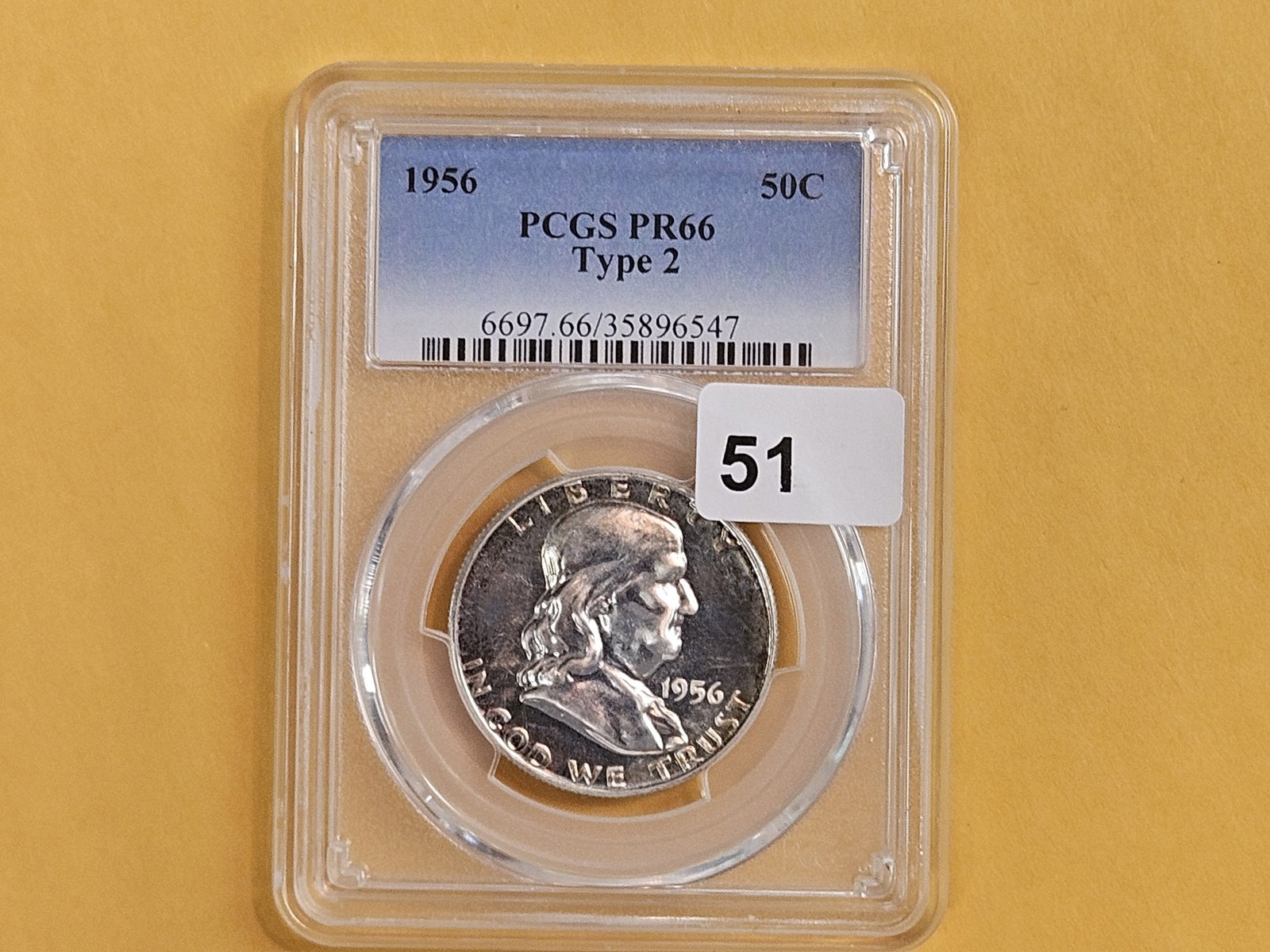 GEM! PCGS 1956 Franklin silver Half Dollar in Proof 66 - 2