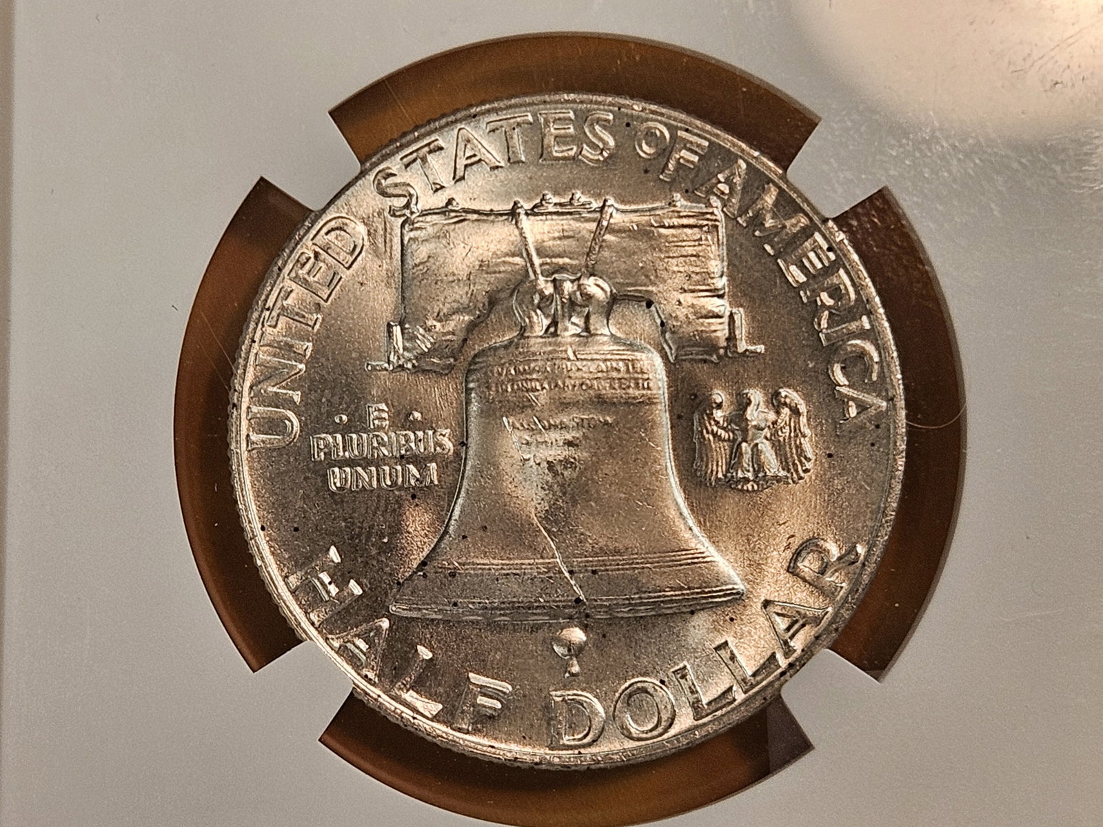 NGC 1959 Franklin silver Half Dollar in Mint State 64 FBL - 4