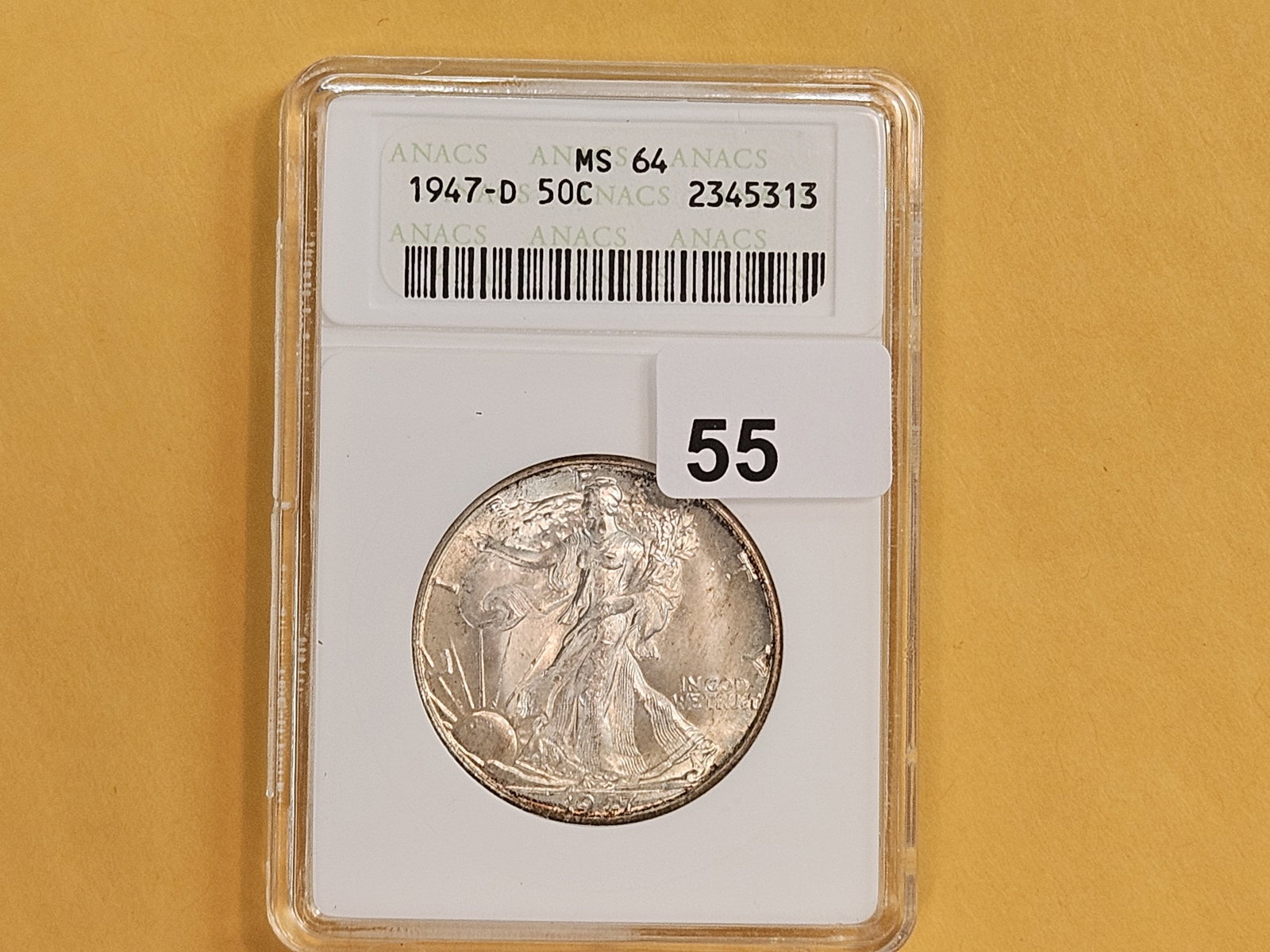 ANACS 1947-D Walking Liberty silver Half Dollar in Mint State 64 - 2