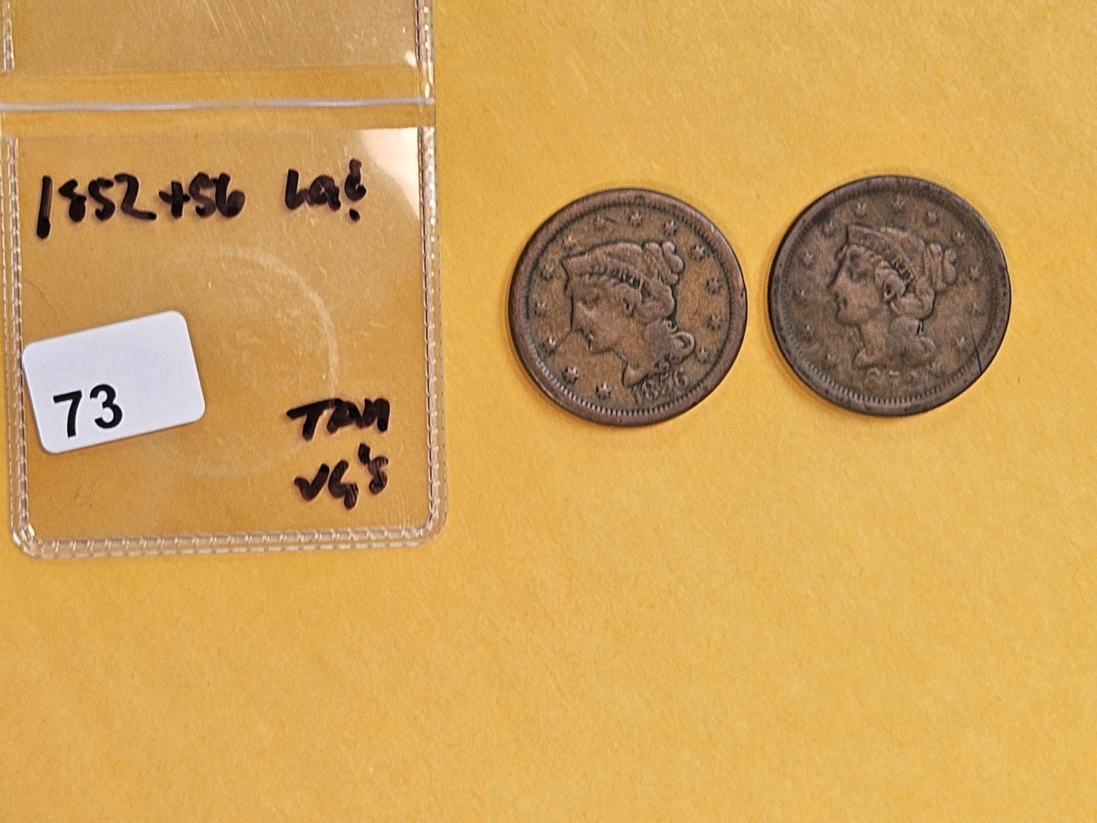 1852 and 1856 Braided Hair large cents - 2