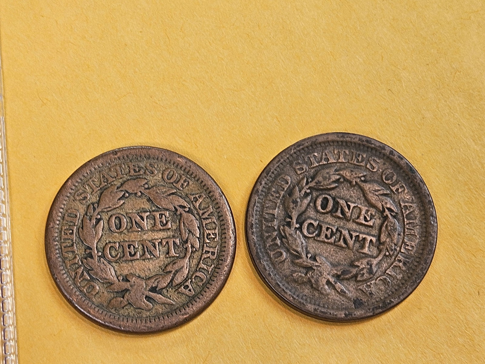 1852 and 1856 Braided Hair large cents - 3