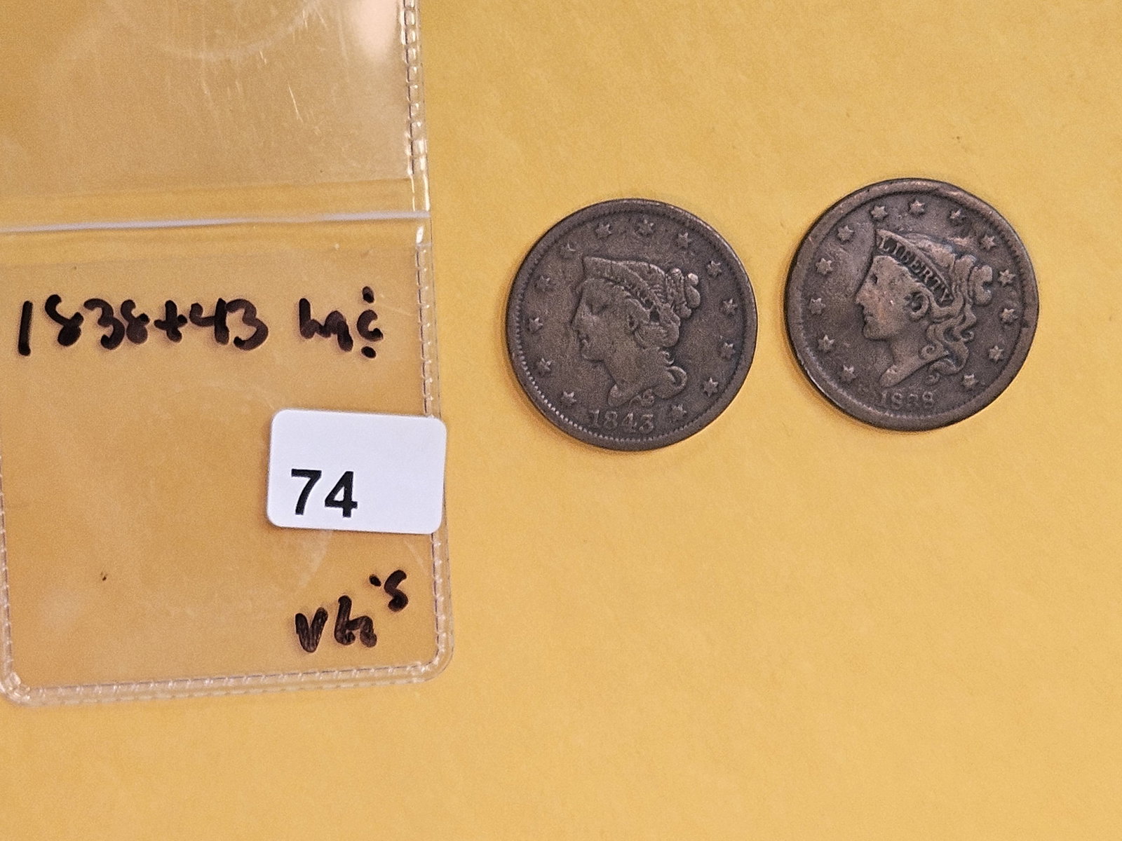 1838 and 1843 Braided Hair Large Cents - 2
