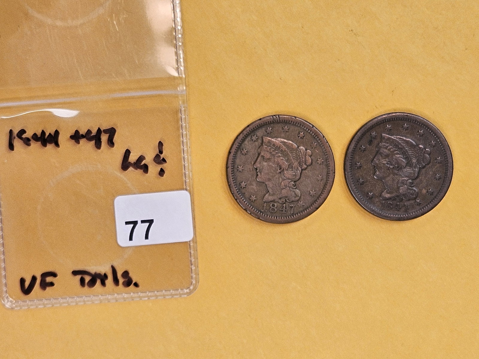 1844 and 1847 Braided Hair Large Cents - 2