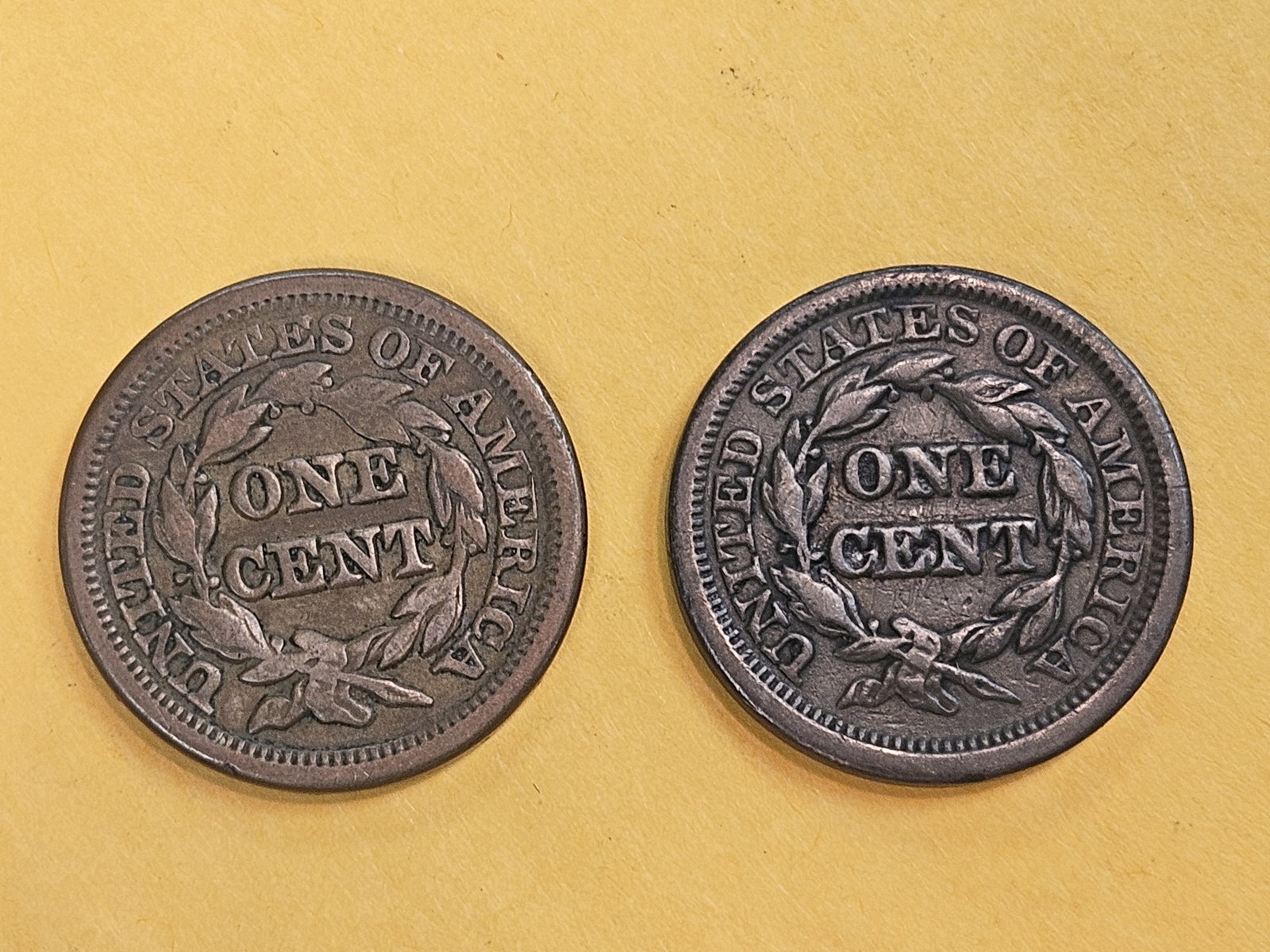 1844 and 1847 Braided Hair Large Cents - 3