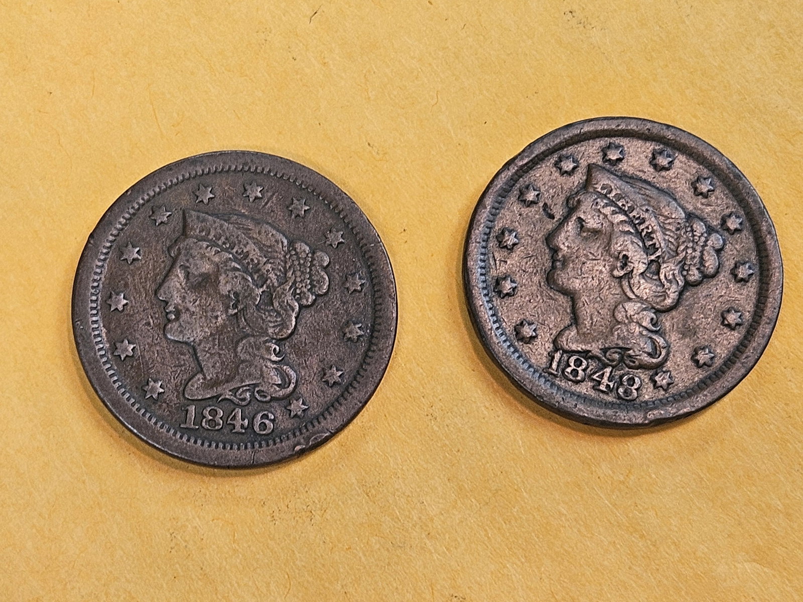 1846 and 1848 Braided Hair Large Cents (1 of 3)