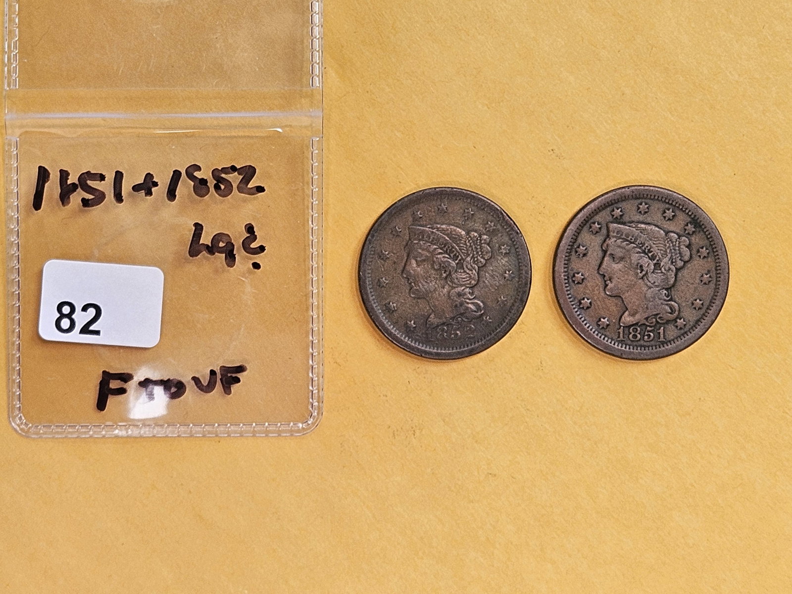 1851 and 1852 Braided Hair Large cents - 2