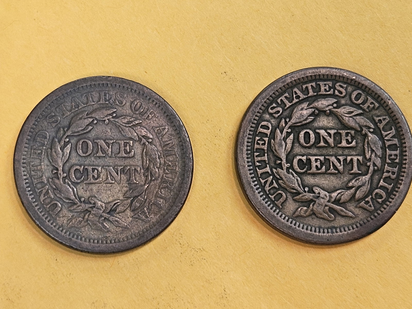 1851 and 1852 Braided Hair Large cents - 3