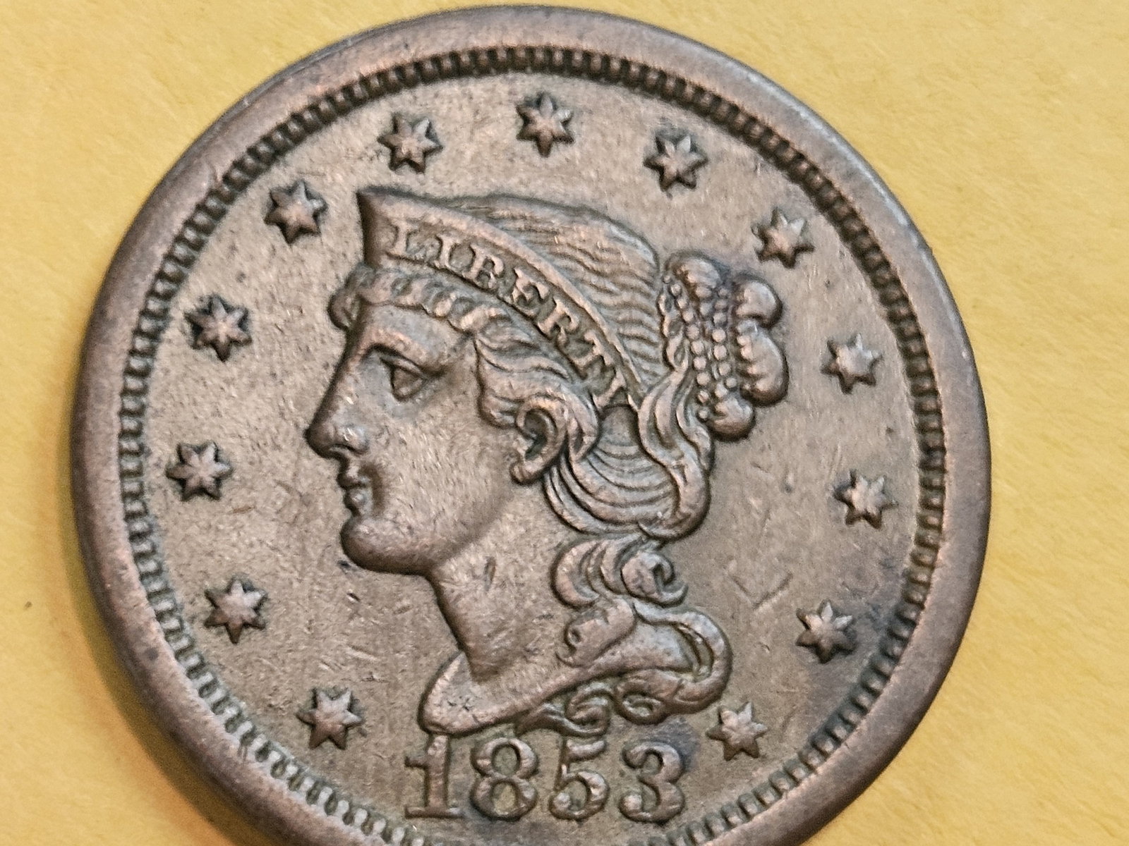 1853 Braided Hair Large cent in Extra Fine - 45 - 3