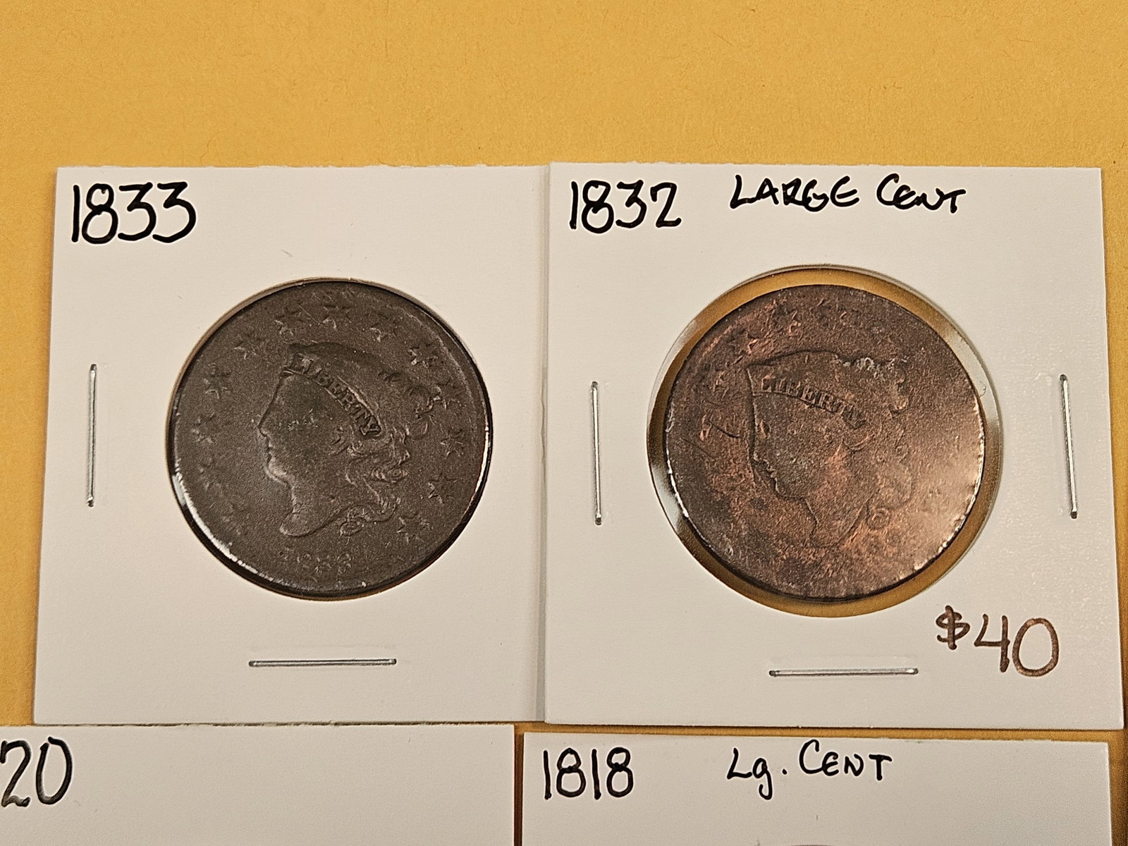 Five Draped Bust and Coronet Head Large Cents - 2