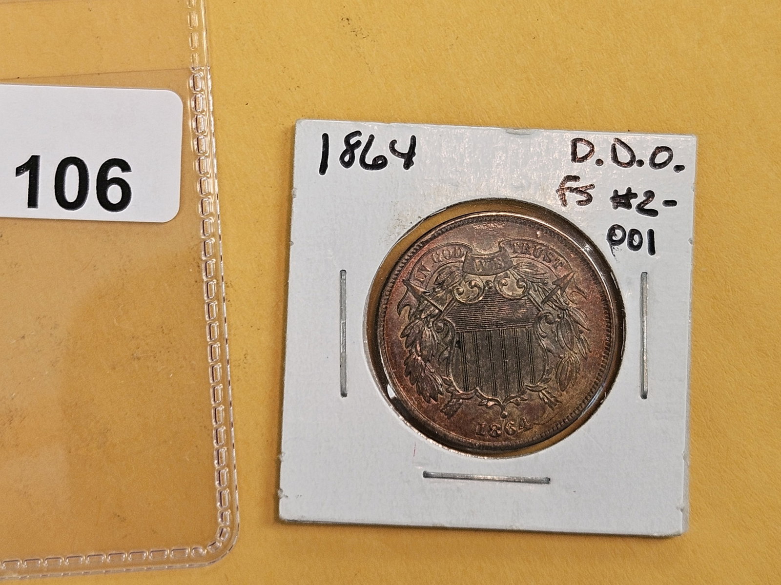 VARIETY! Bright AU-BU Red-Brown 1864 Two Cent piece - 2